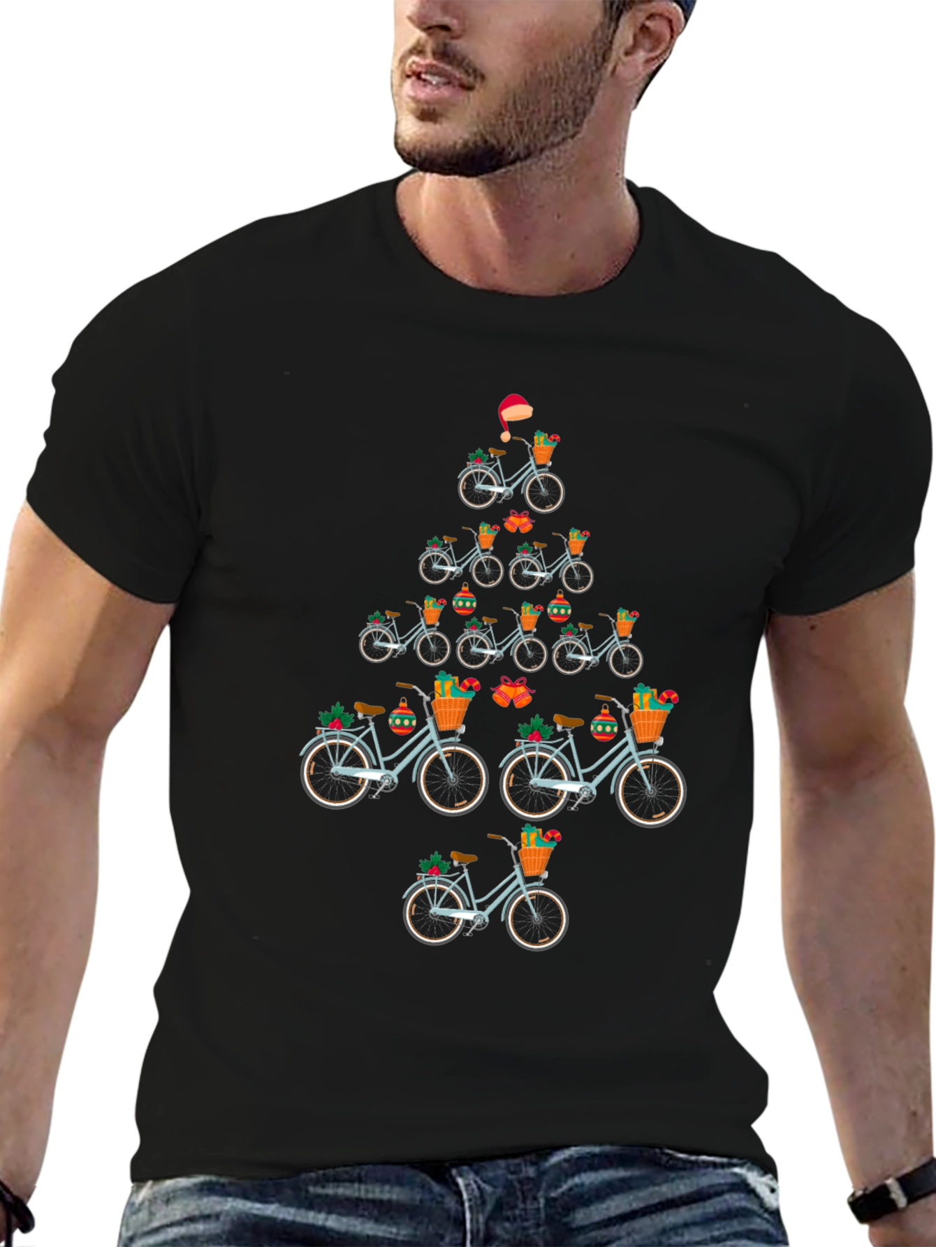 Festive Bicycle Christmas Tree T-Shirt