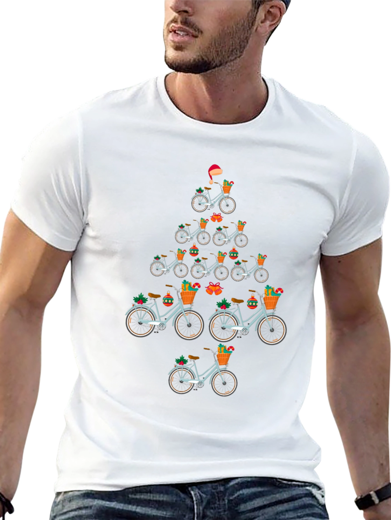 Festive Bicycle Christmas Tree T-Shirt