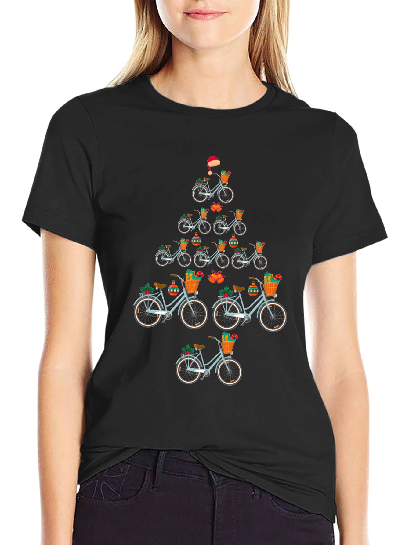 Festive Bicycle Christmas Tree T-Shirt
