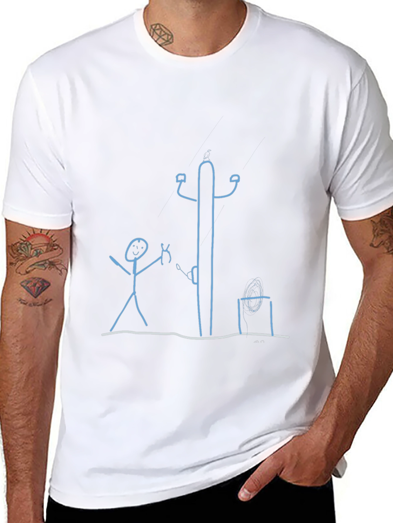 Stick Figure T-Shirt: Electrician Humor Tee