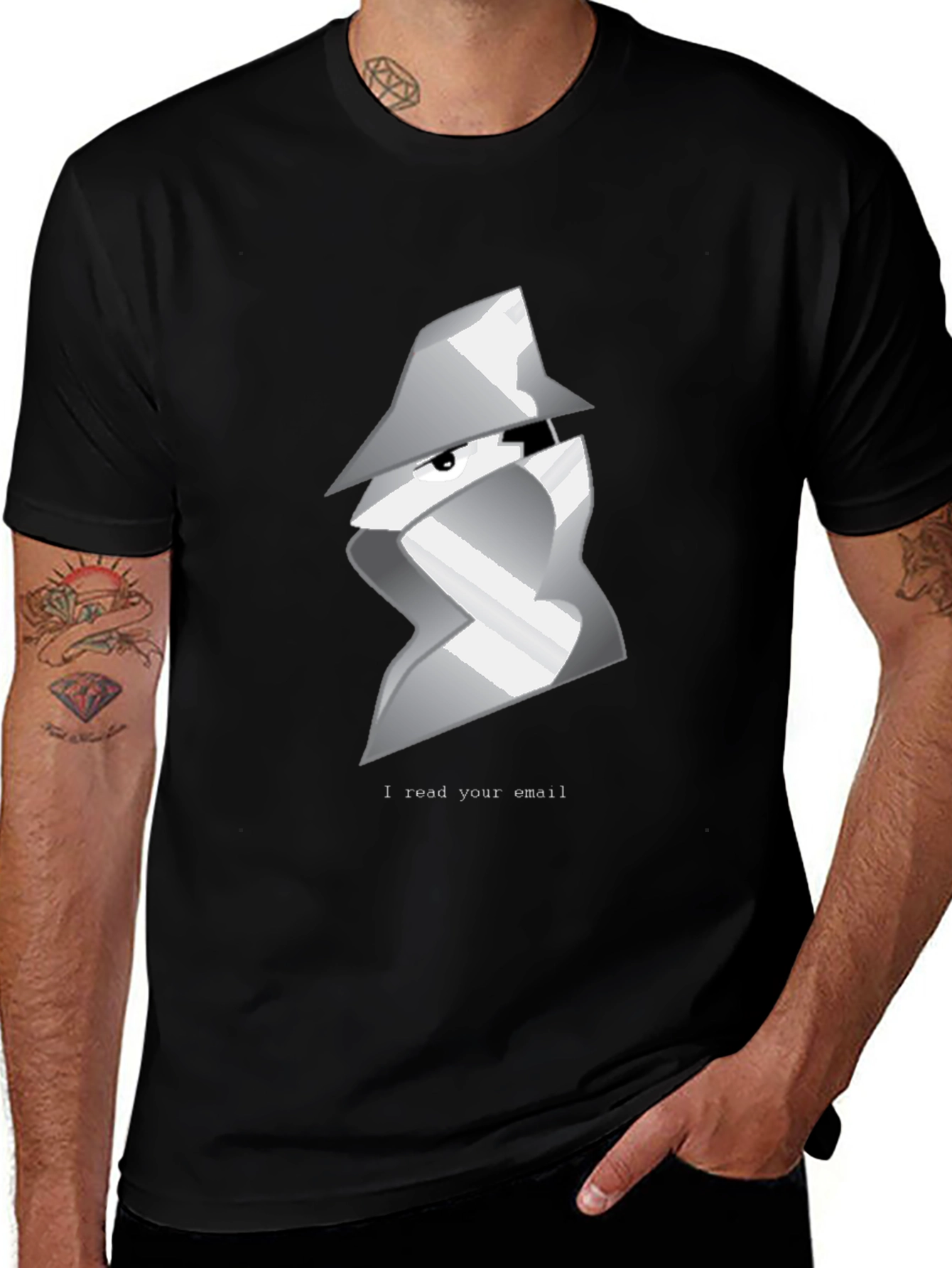 Spy Email Reader Graphic T-Shirt - Black