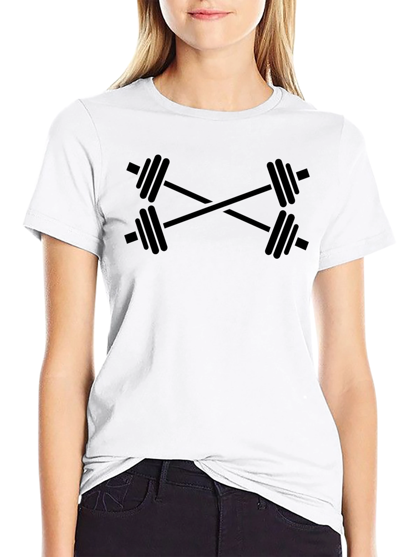 Workout T-Shirt - Crossed Barbell Design