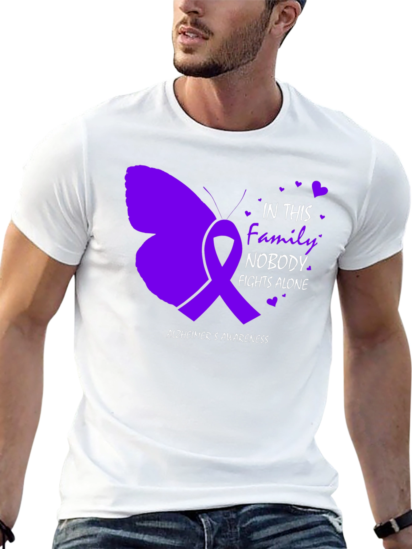 Alzheimers Awareness Butterfly Ribbon Graphic Tee