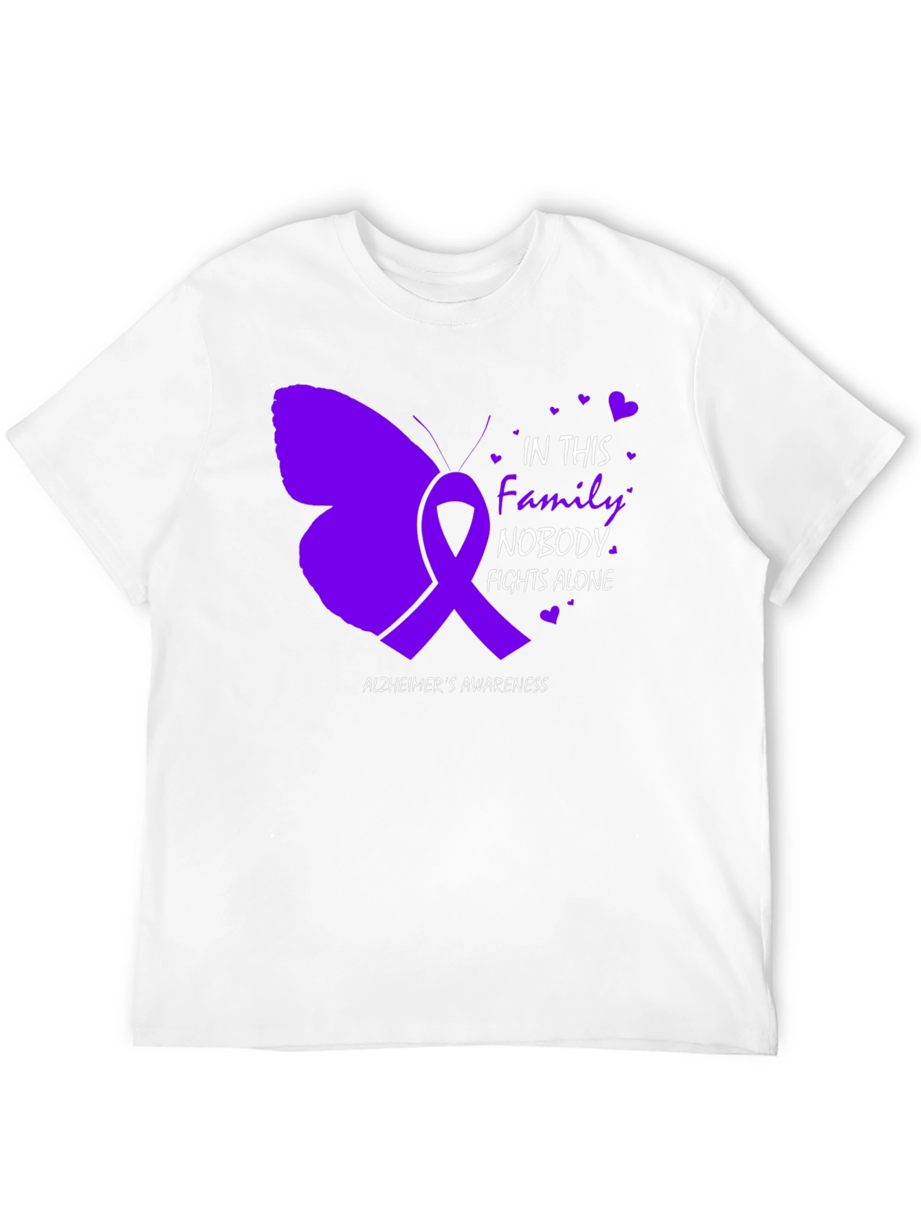 Alzheimers Awareness Butterfly Ribbon Graphic Tee