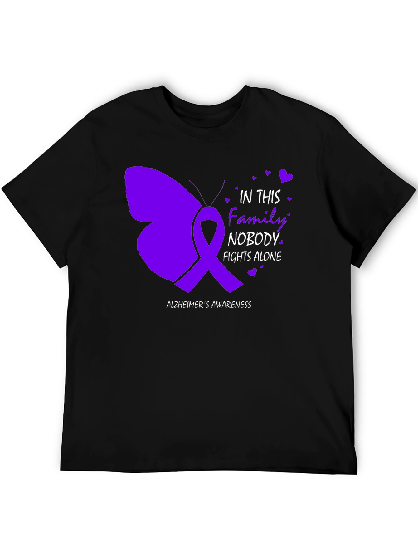 Alzheimers Awareness Butterfly Ribbon Graphic Tee