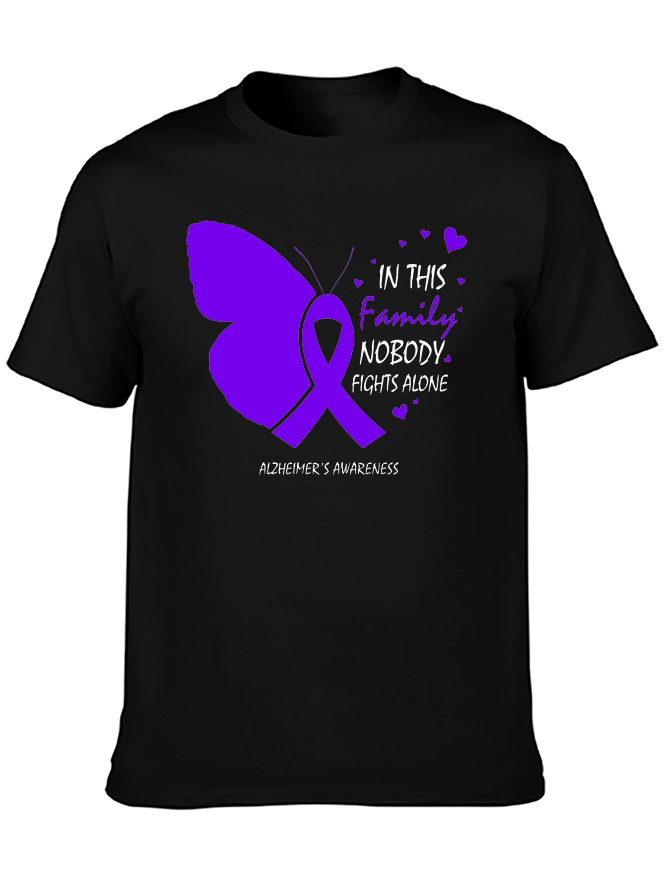 Alzheimers Awareness Butterfly Ribbon Graphic Tee
