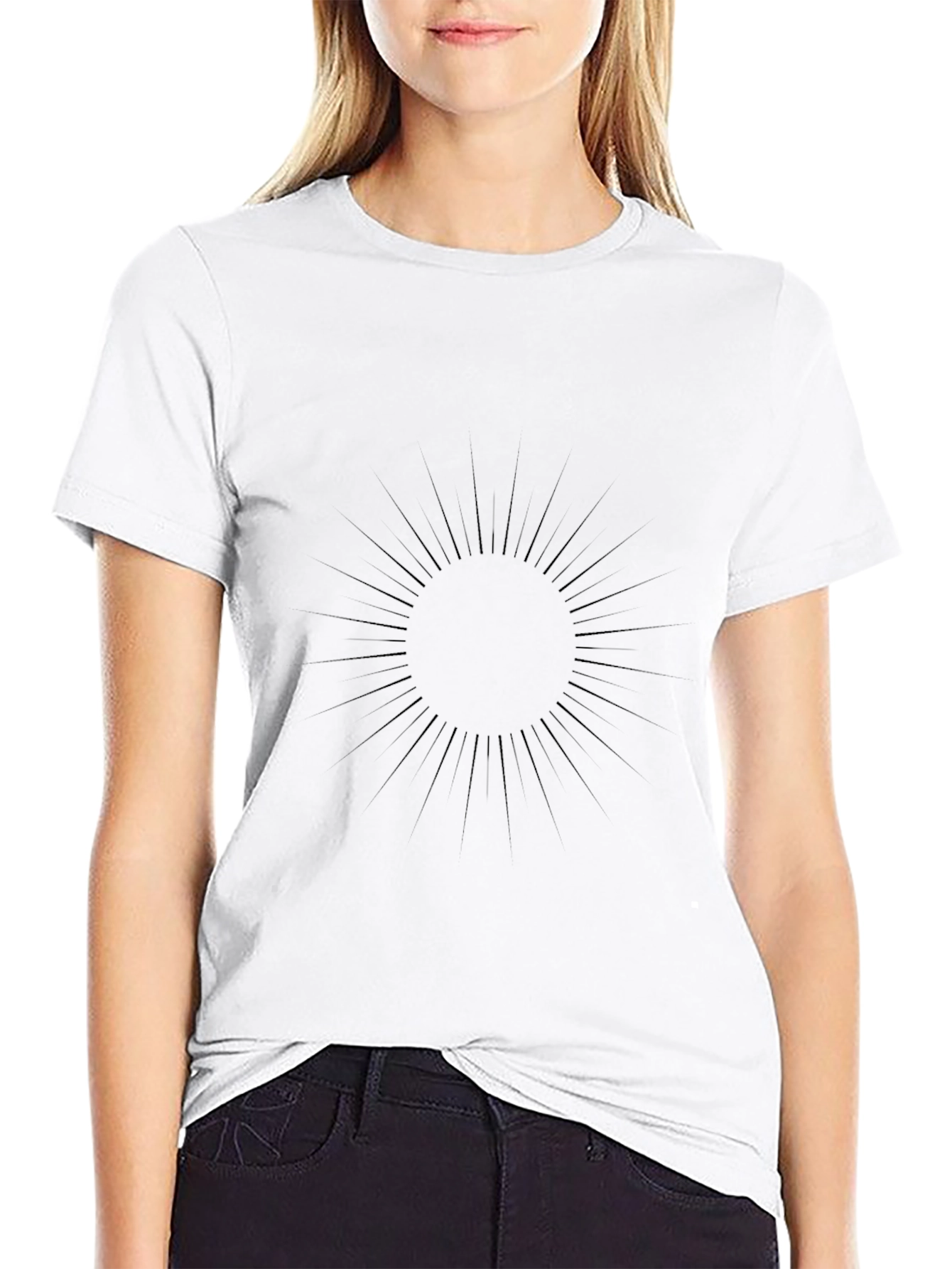 Mens Black Graphic Tee - Sunburst Design