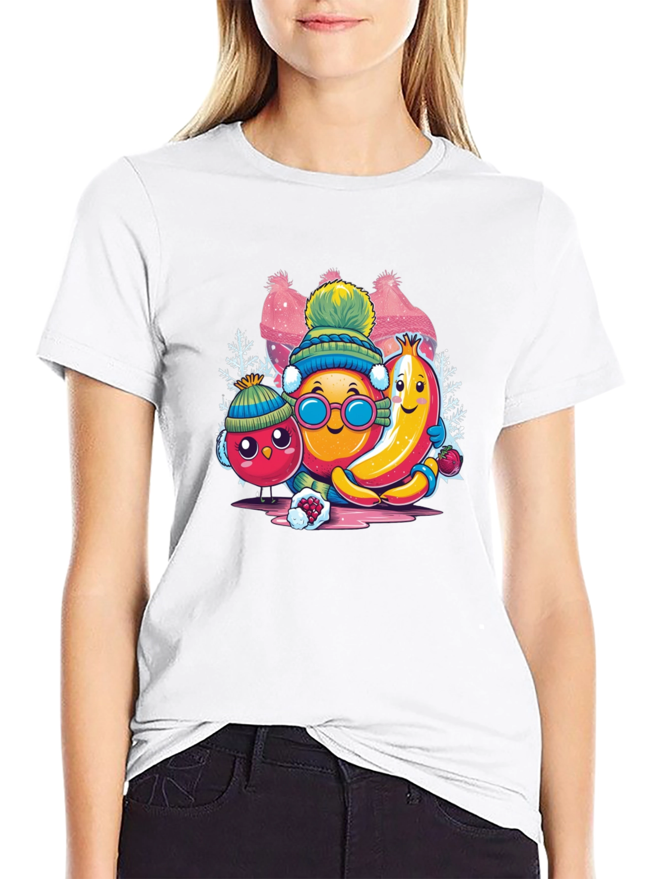 Whimsical Winter Fruit Crew Graphic Tee