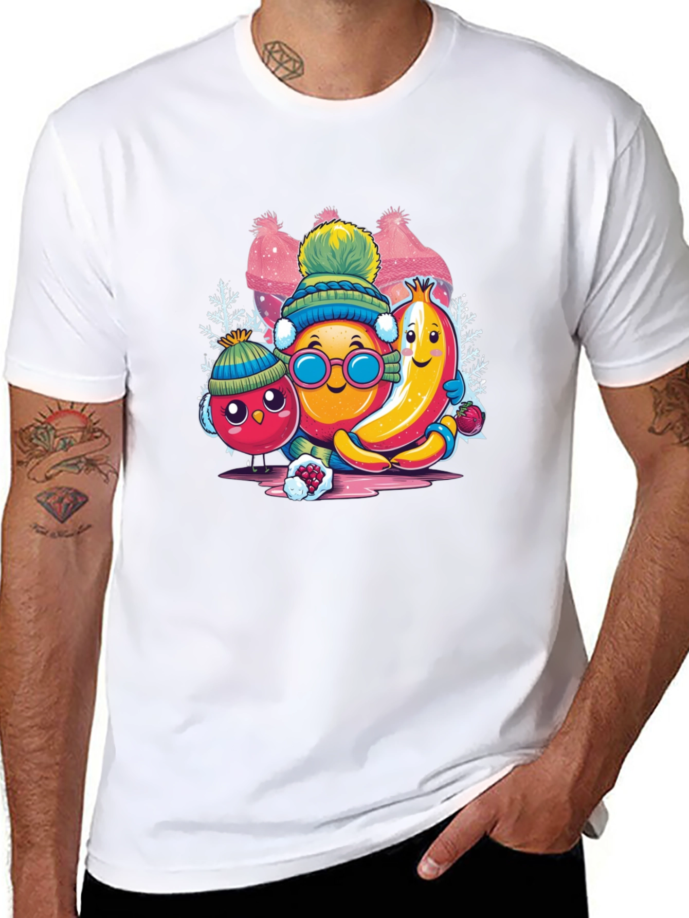 Whimsical Winter Fruit Crew Graphic Tee