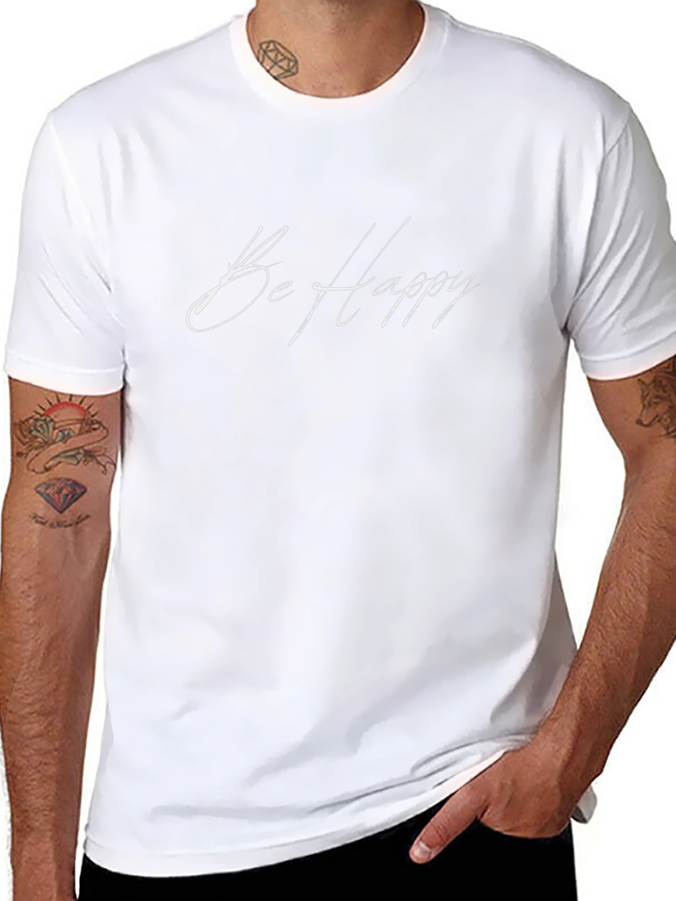 Be Happy Black Graphic Tee - Stylish Comfort
