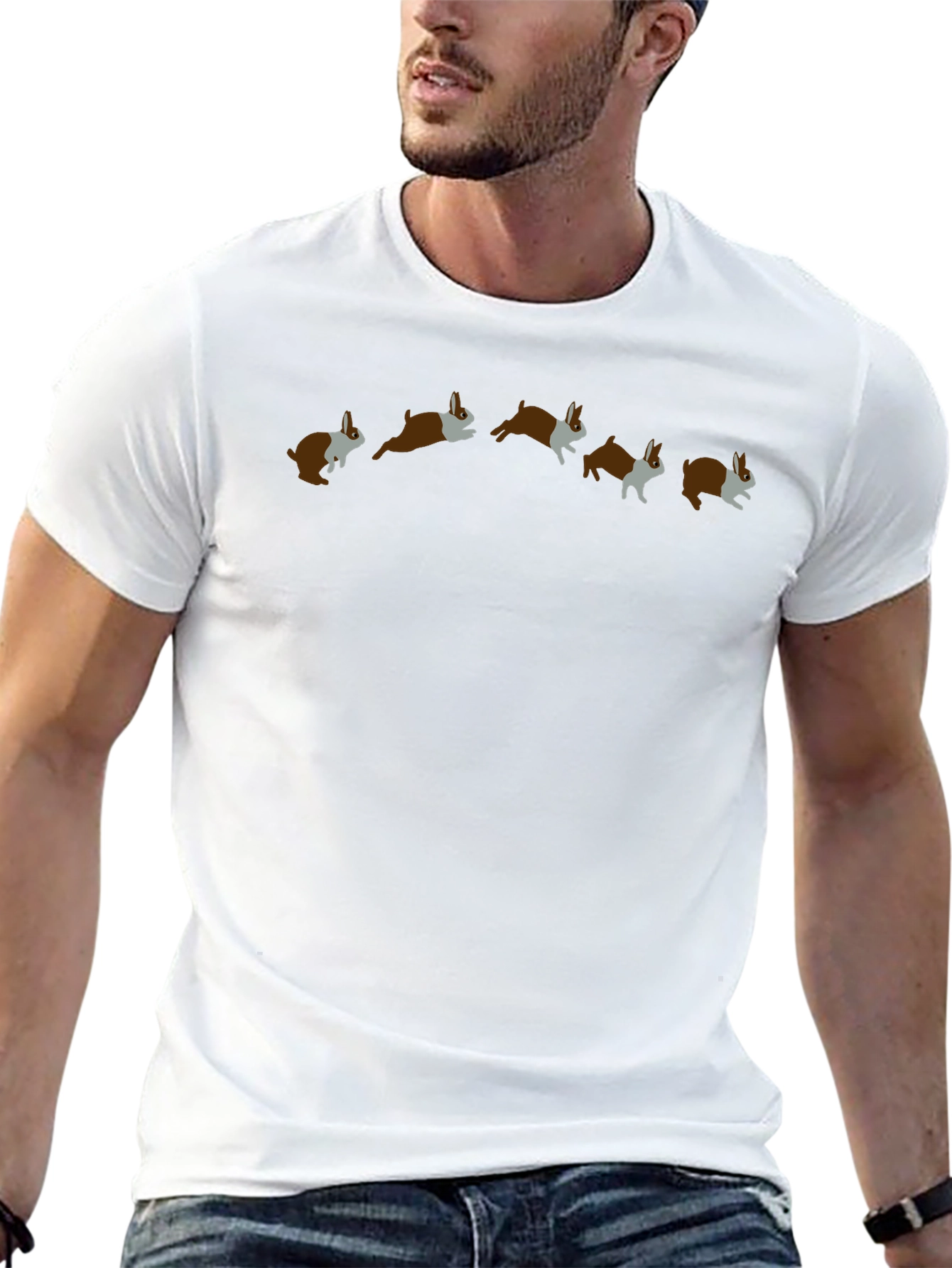 Rabbit Hop T-Shirt - Black Casual Graphic Tee