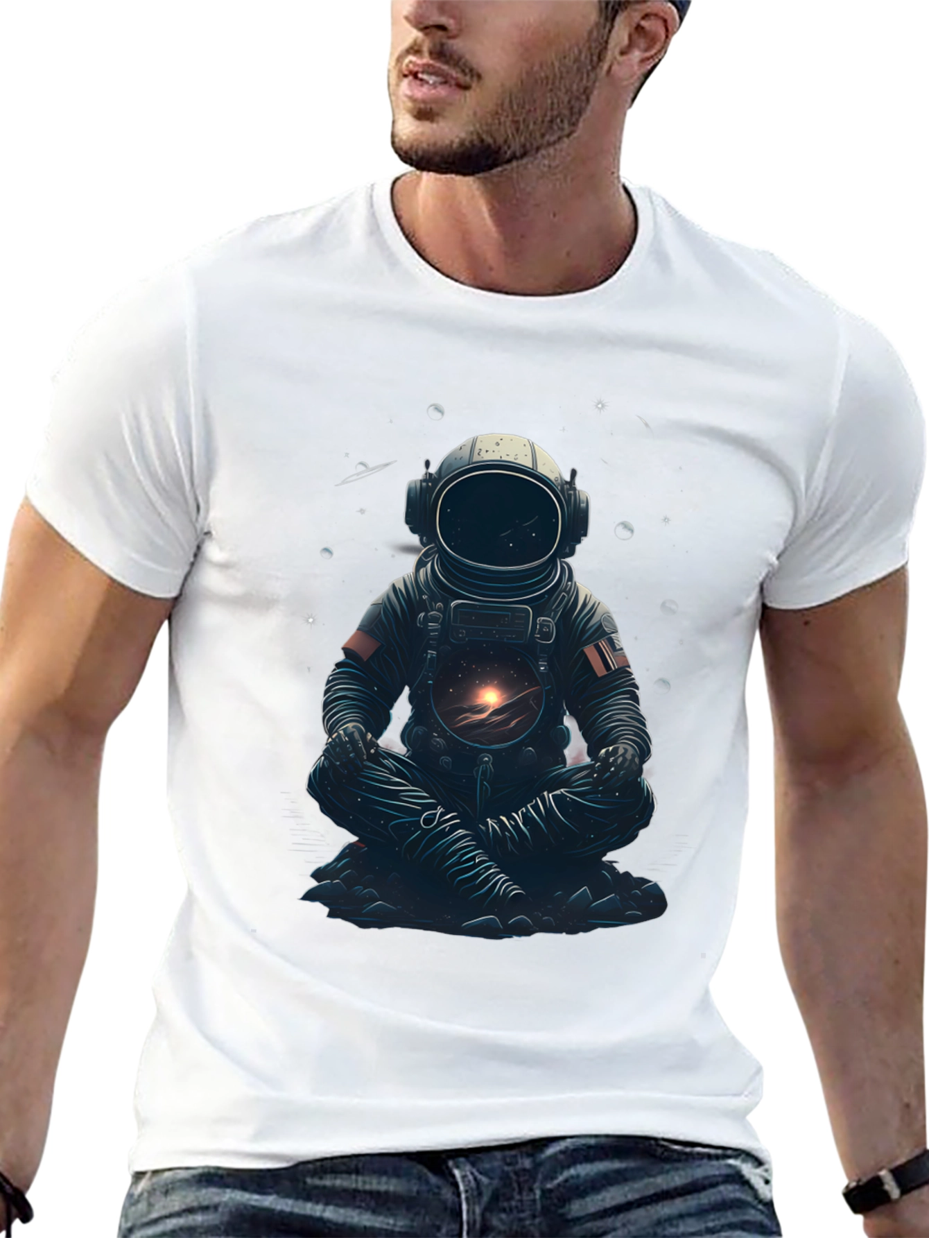 Astronaut in Lotus T-Shirt - Space Meditation Tee