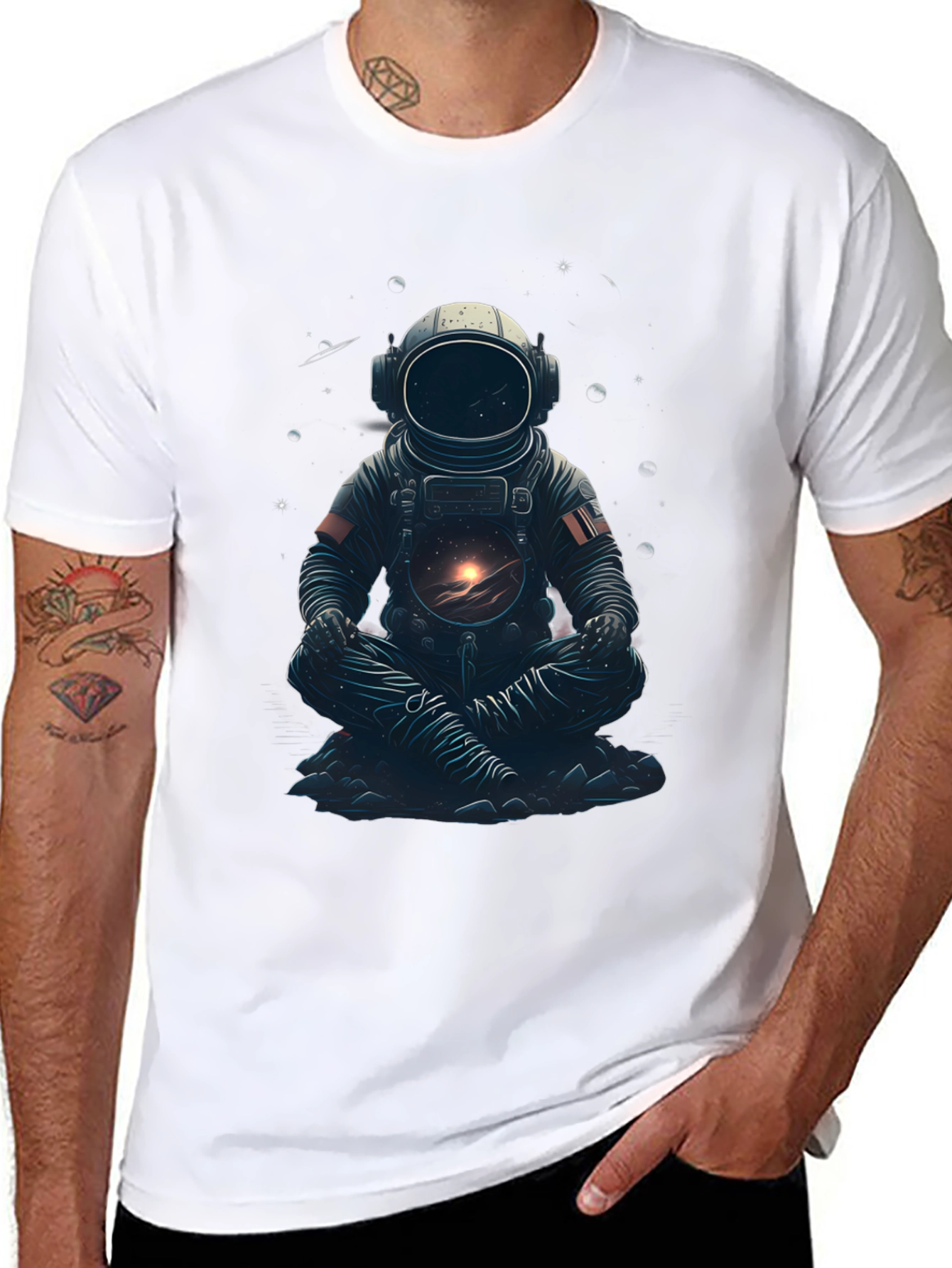 Astronaut in Lotus T-Shirt - Space Meditation Tee