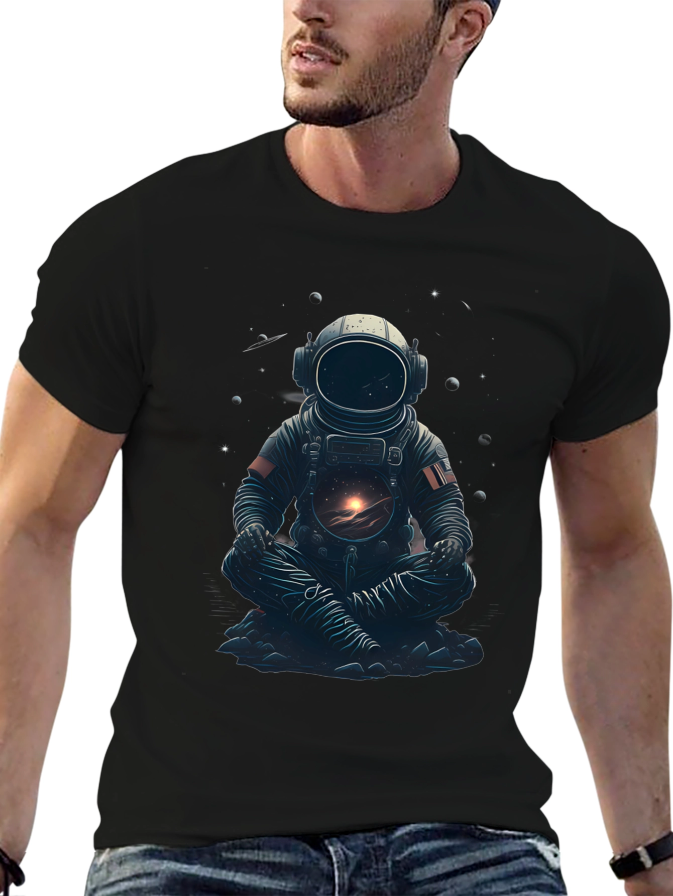Astronaut in Lotus T-Shirt - Space Meditation Tee