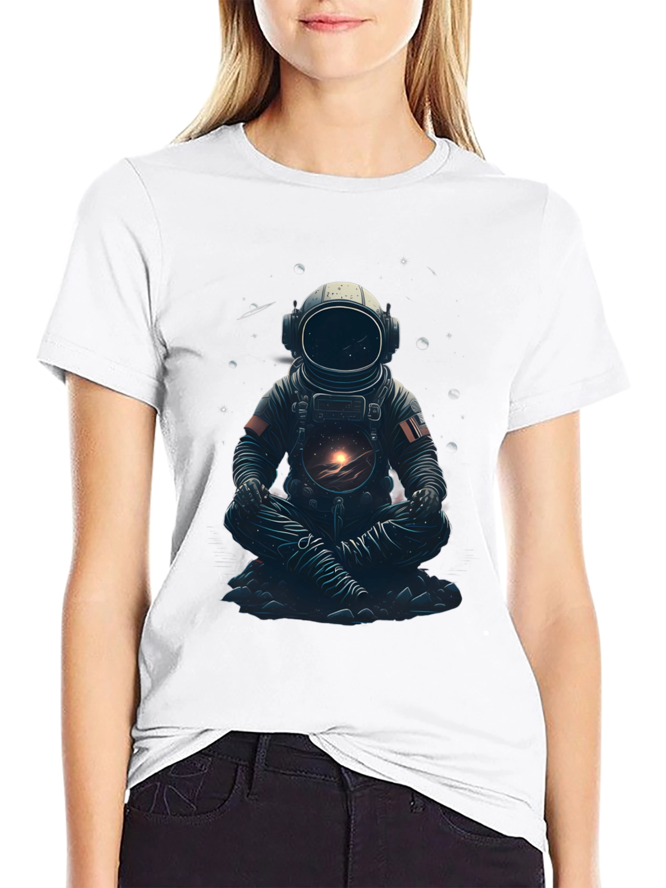 Astronaut in Lotus T-Shirt - Space Meditation Tee