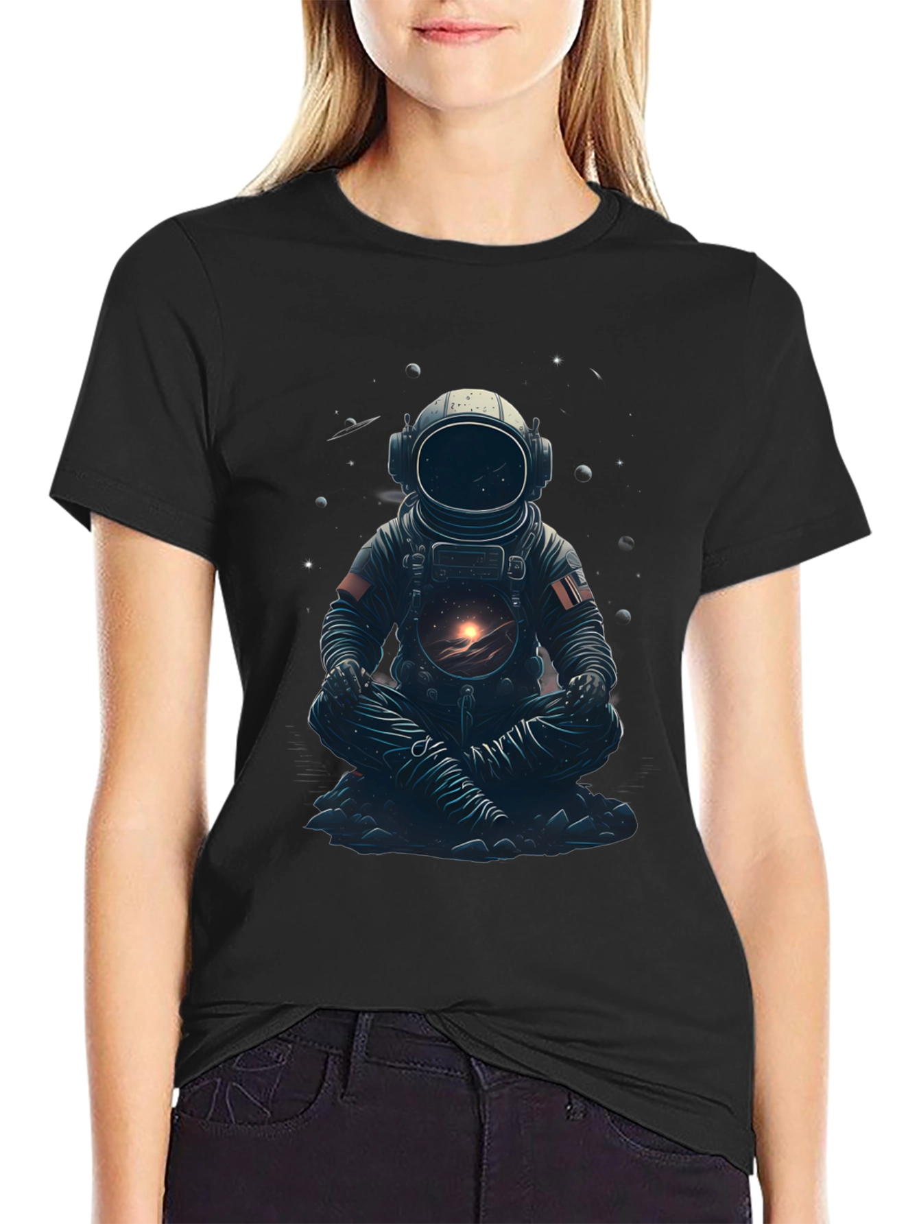 Astronaut in Lotus T-Shirt - Space Meditation Tee