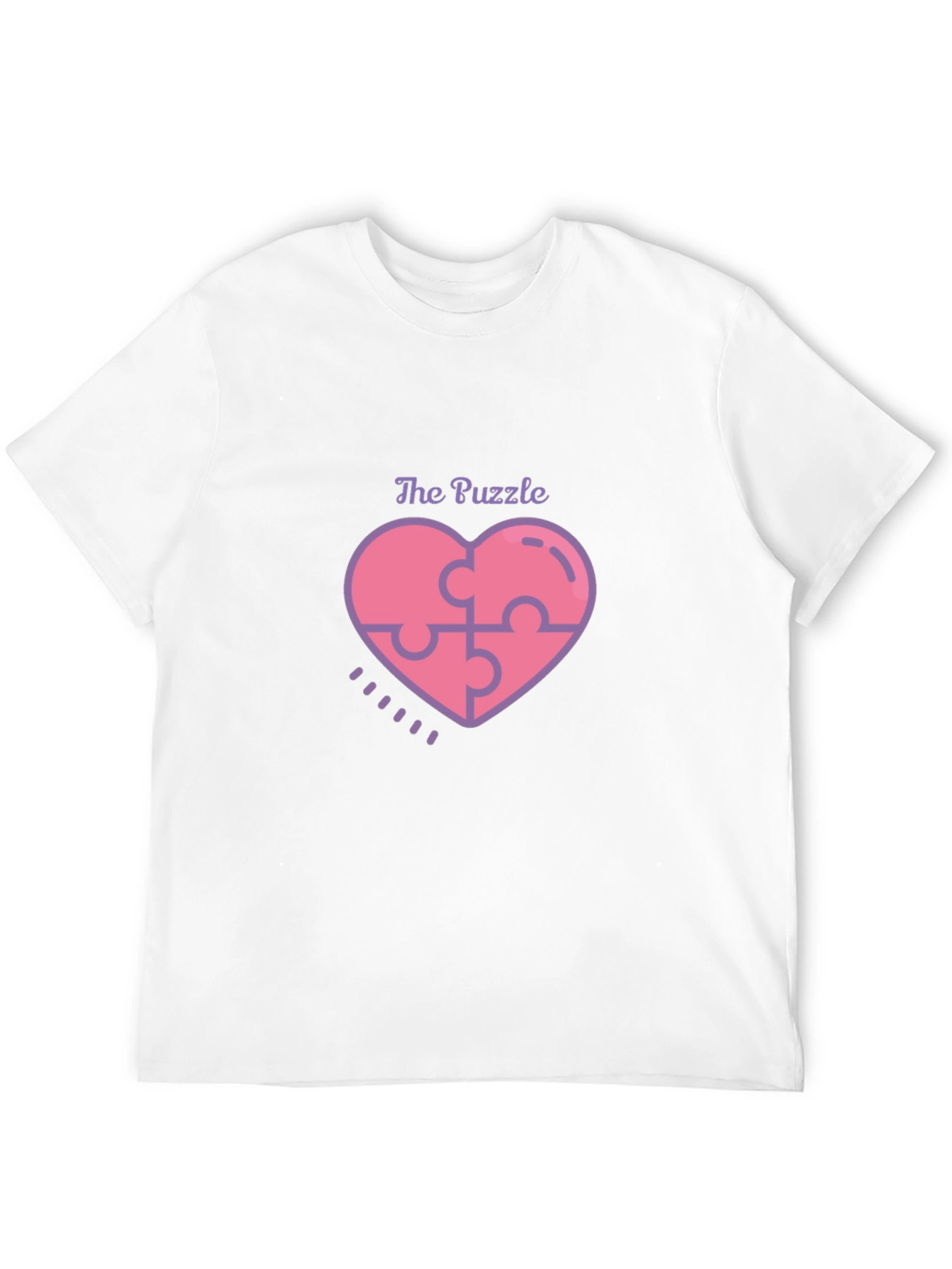 Puzzle Piece Heart Graphic Tee - Black Casual Shirt