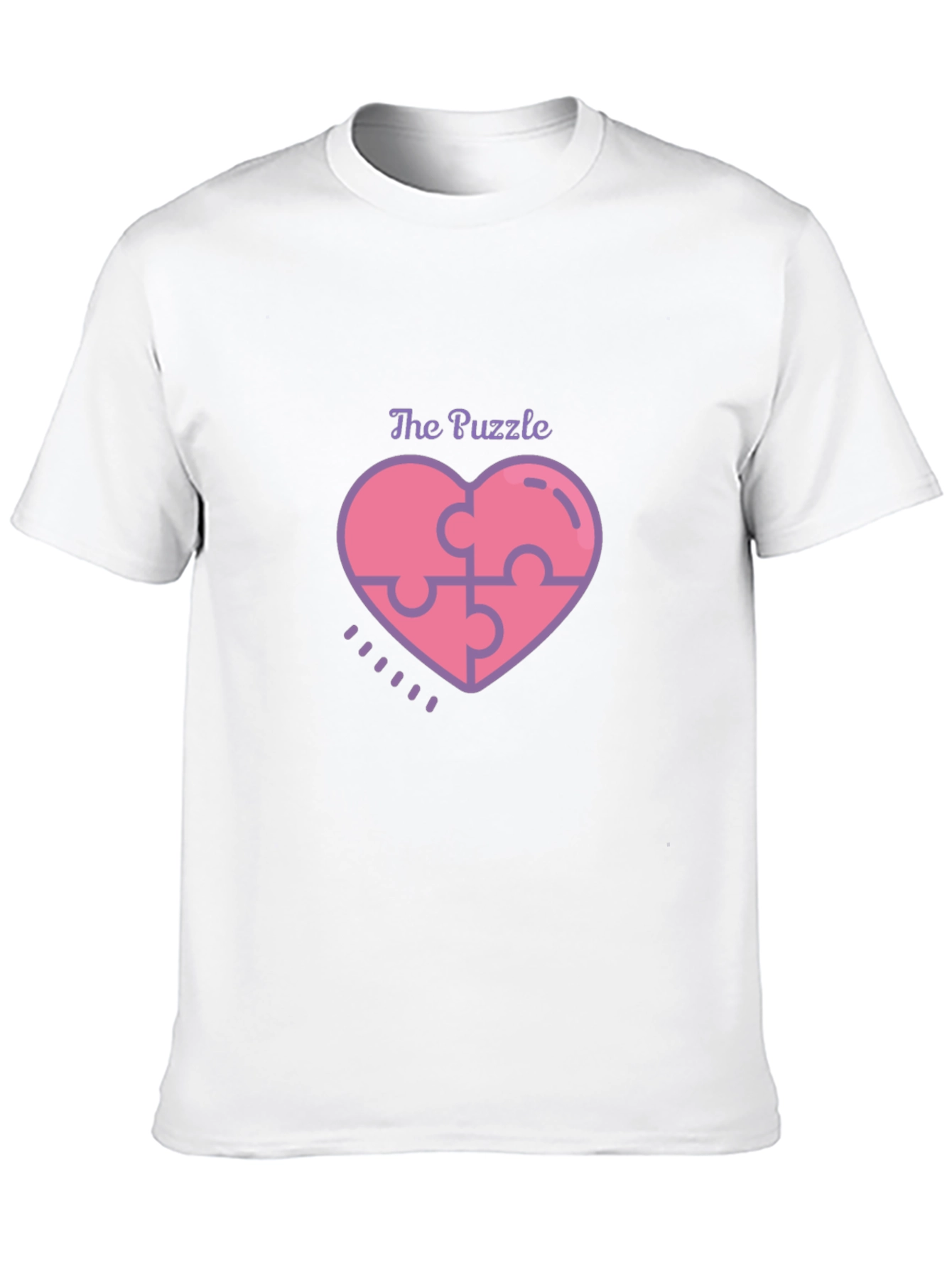 Puzzle Piece Heart Graphic Tee - Black Casual Shirt
