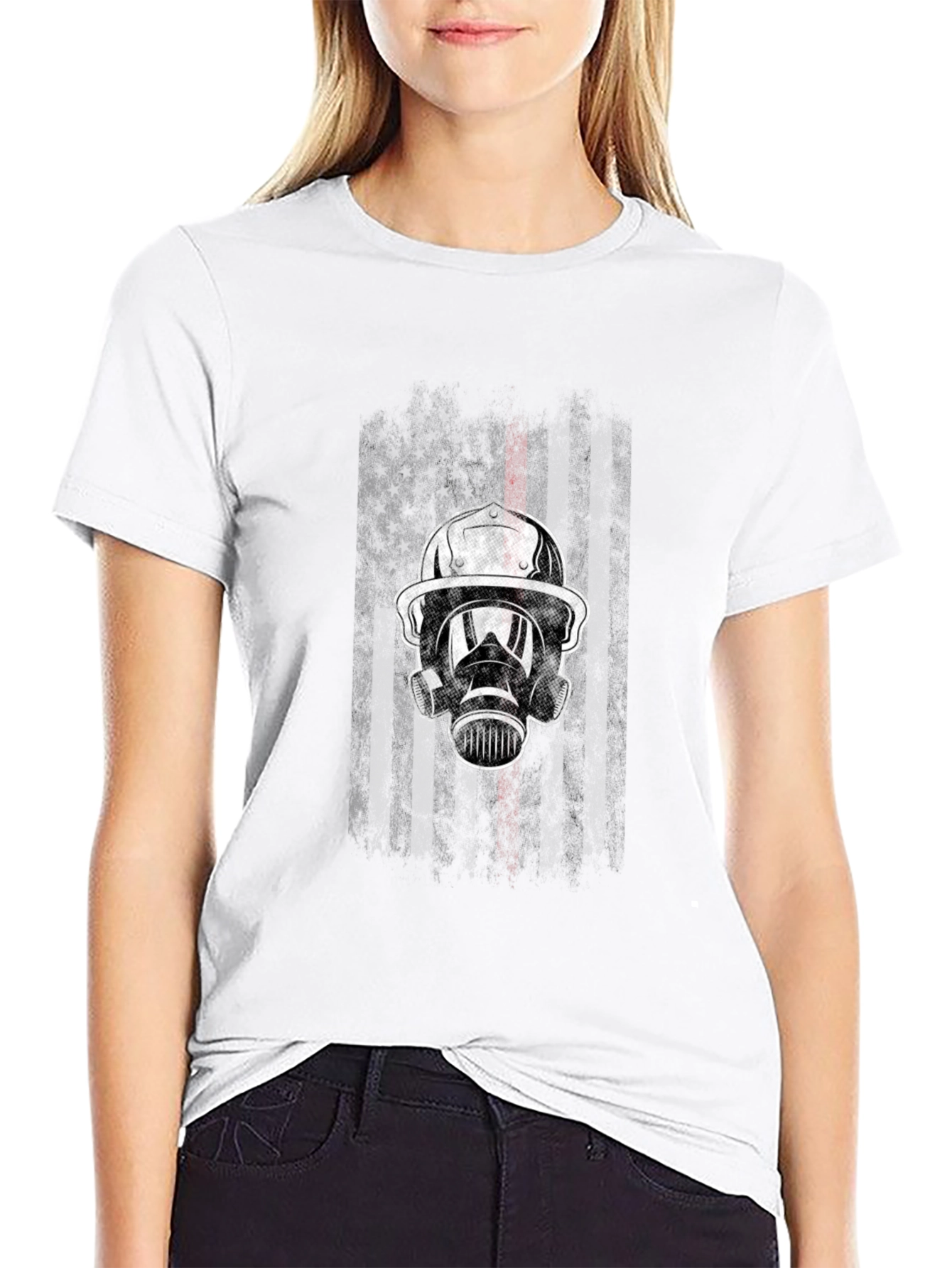 Firefighter Flag Graphic Tee - Black