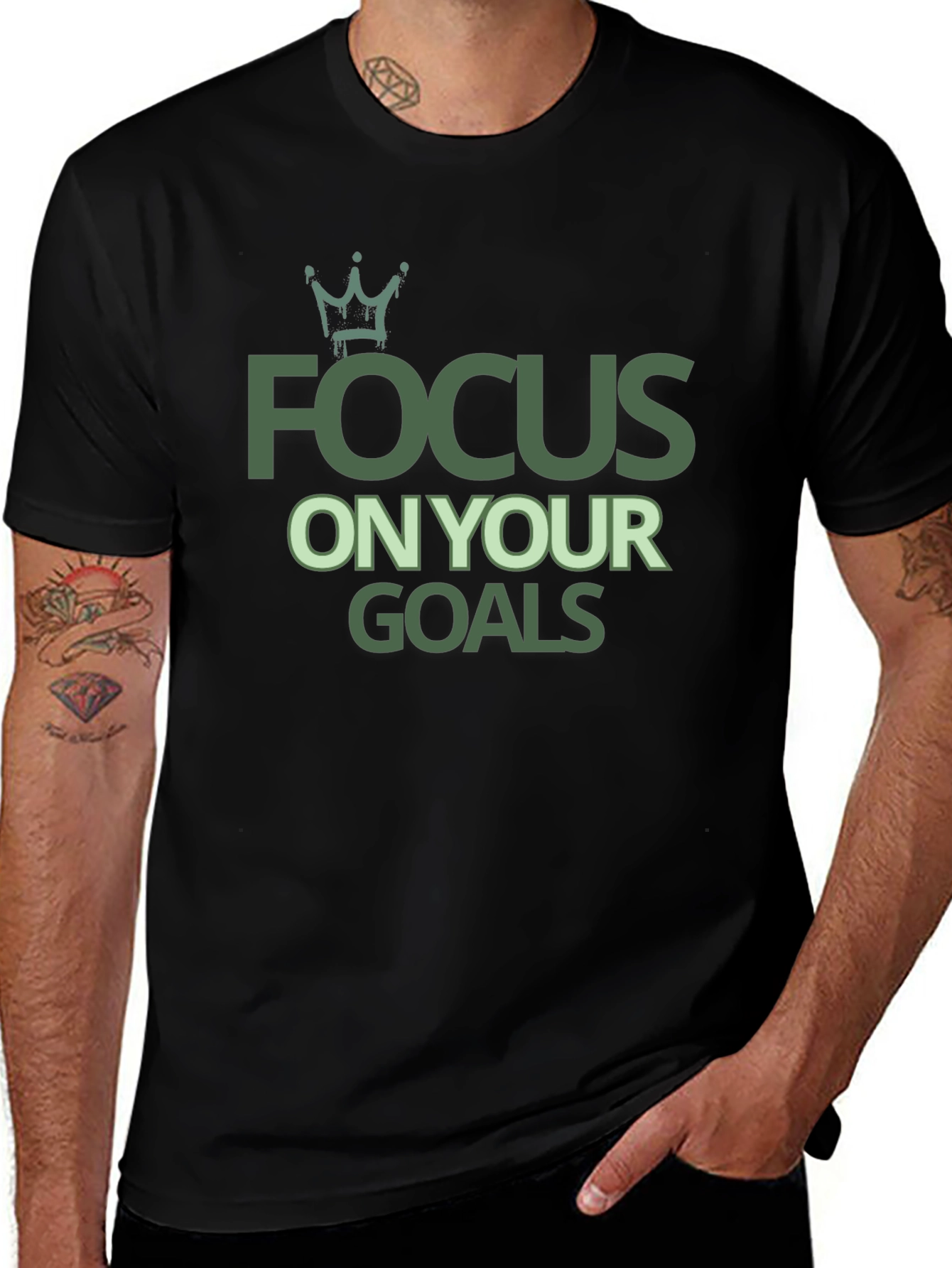 Focus on Your Goals Black Graphic T-Shirt