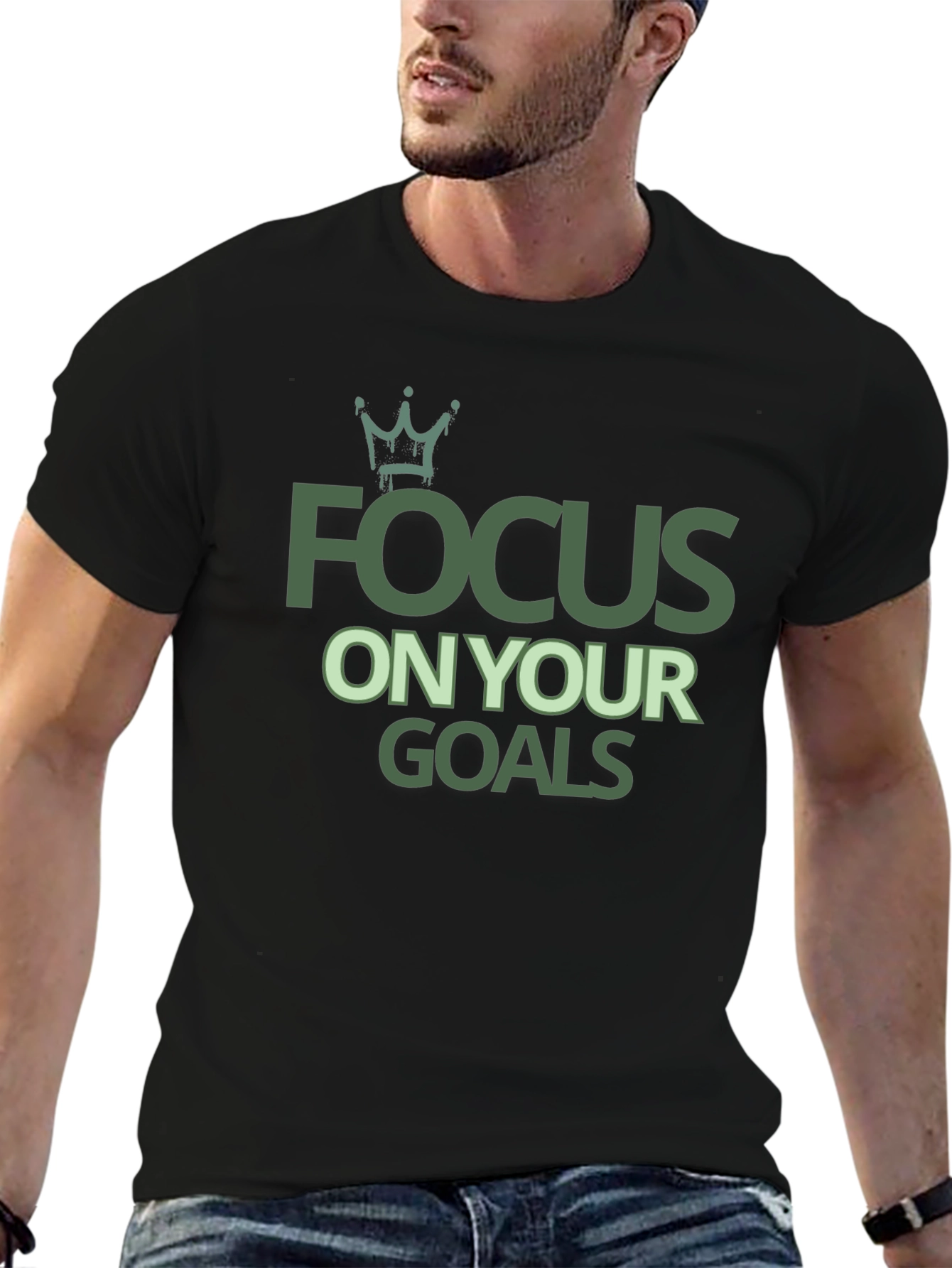 Focus on Your Goals Black Graphic T-Shirt