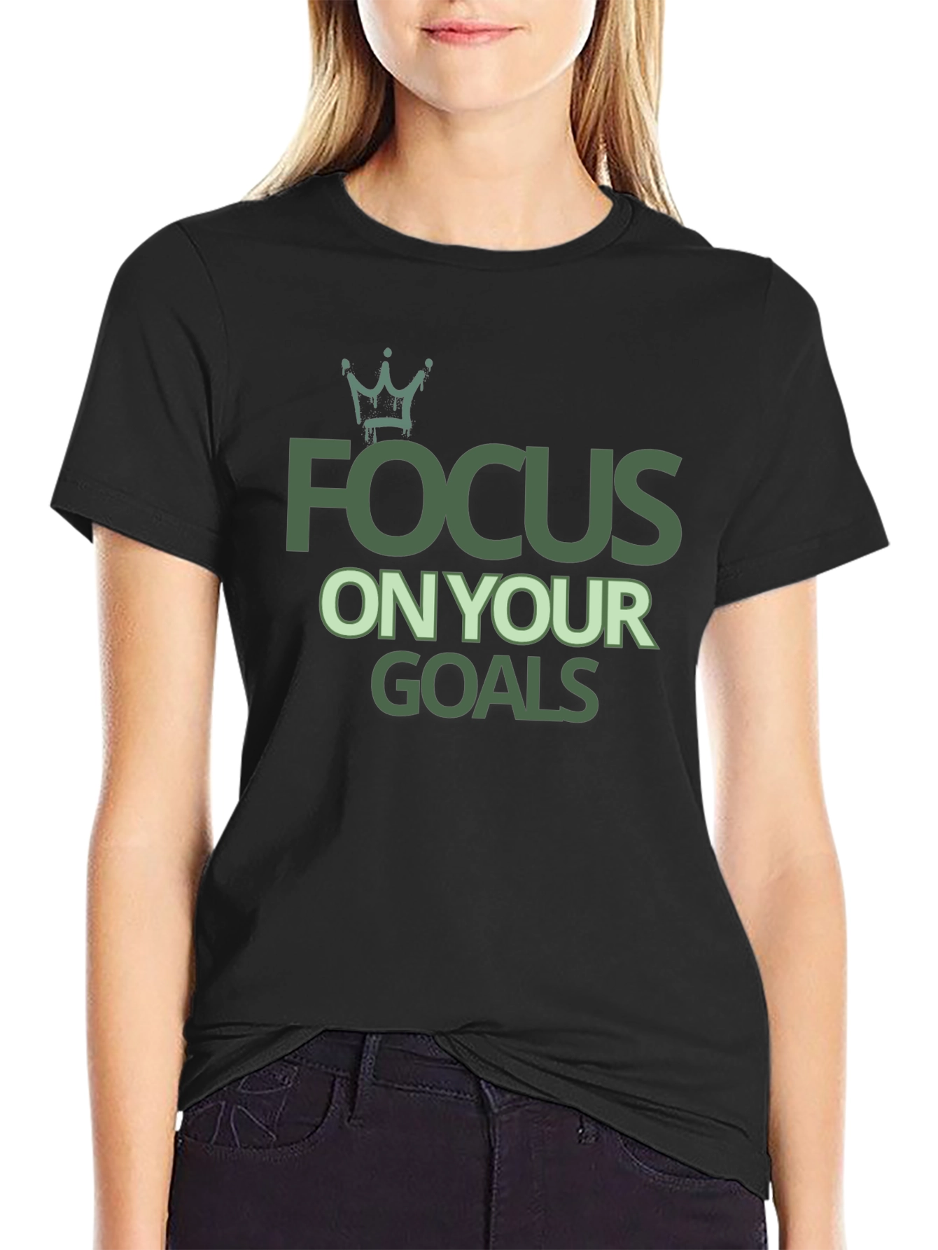 Focus on Your Goals Black Graphic T-Shirt