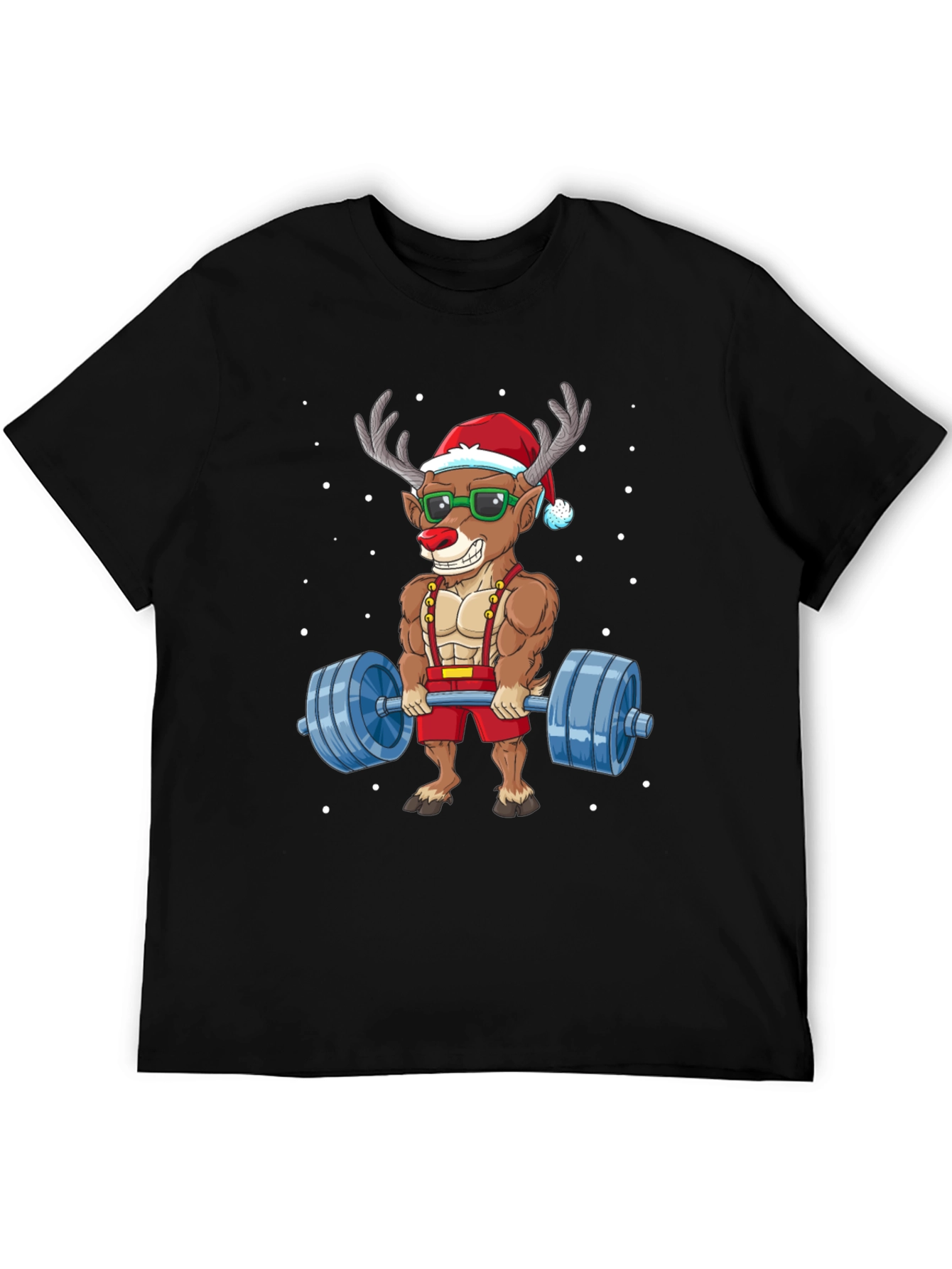 Reindeer Santa Lifting T-Shirt - Christmas Gym Humor