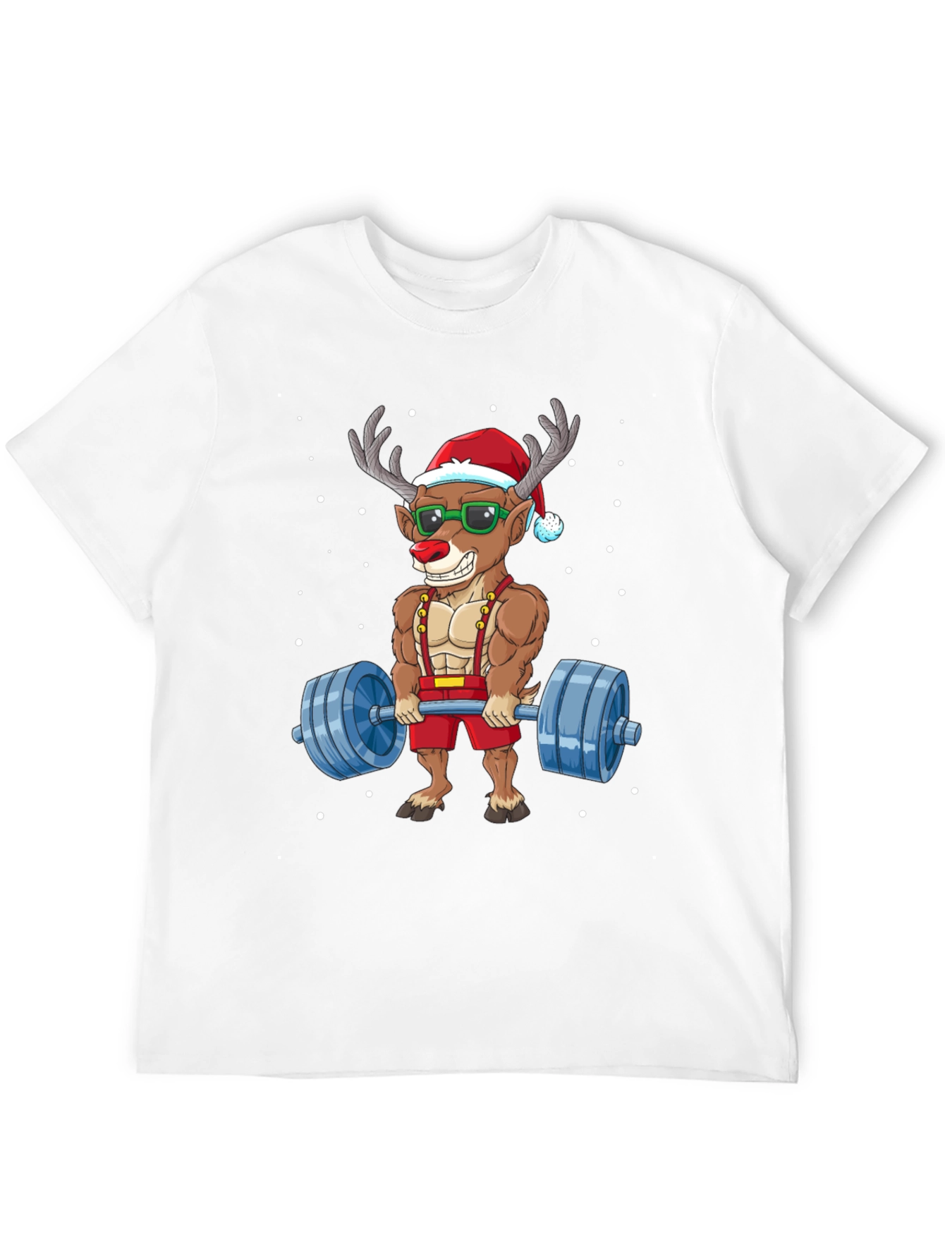Reindeer Santa Lifting T-Shirt - Christmas Gym Humor