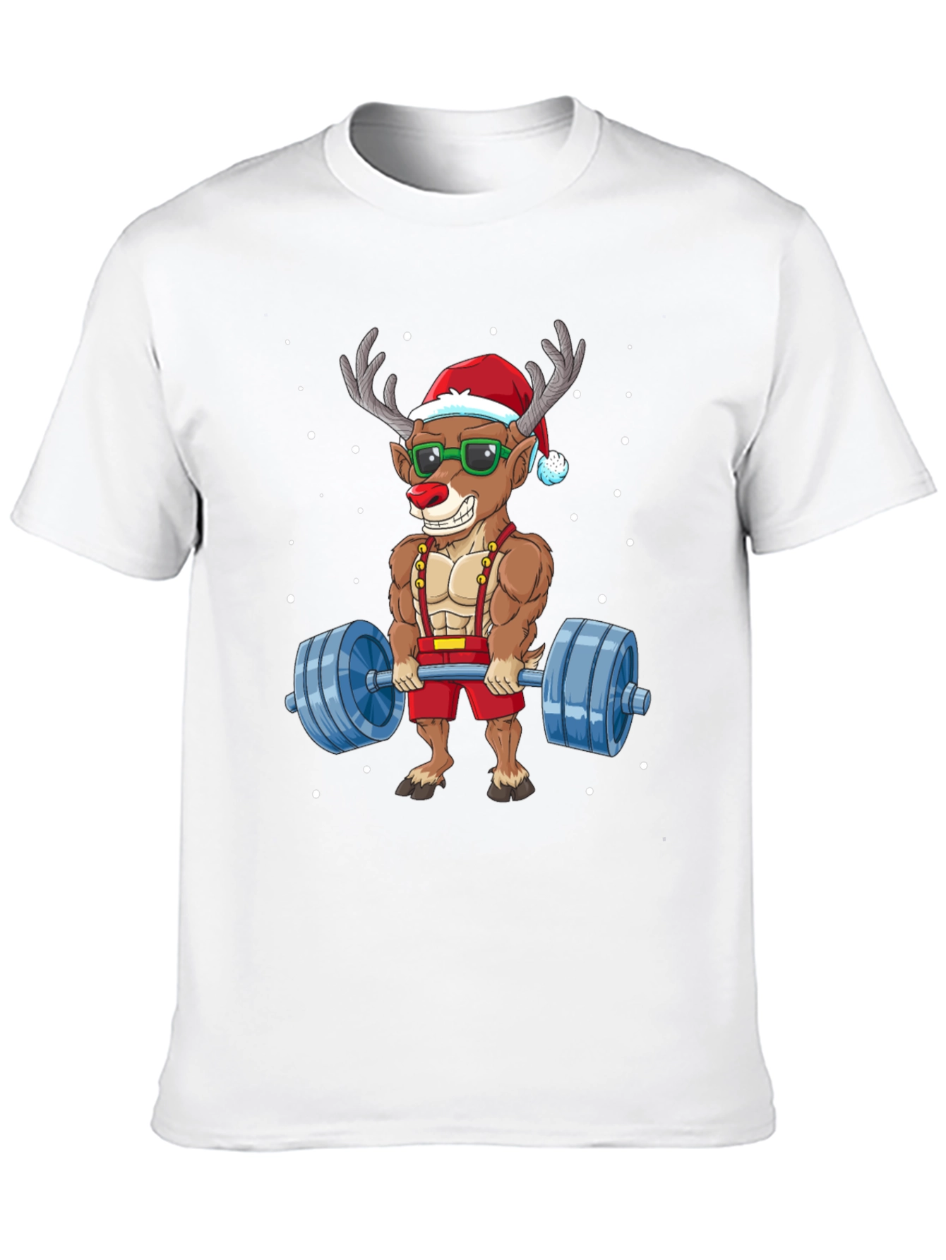 Reindeer Santa Lifting T-Shirt - Christmas Gym Humor