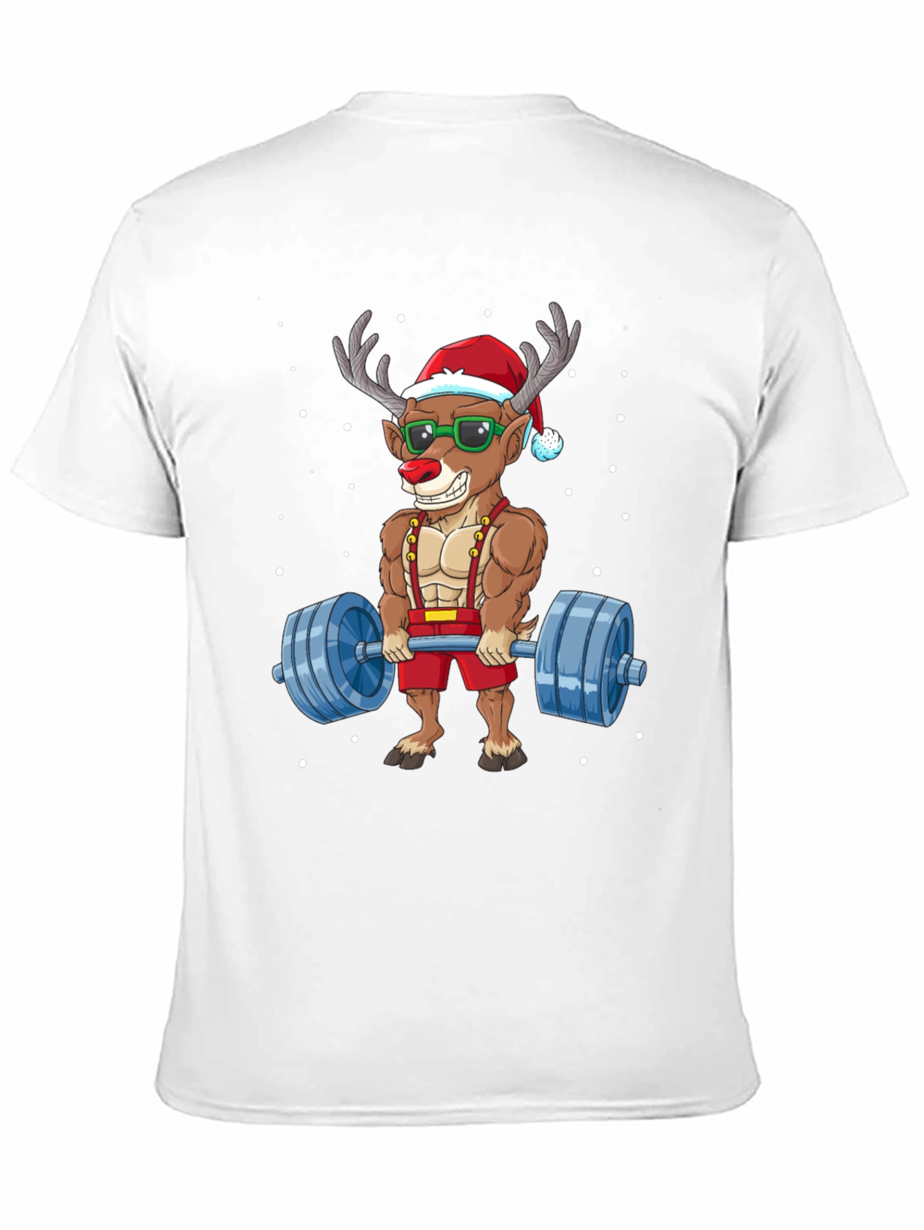 Reindeer Santa Lifting T-Shirt - Christmas Gym Humor