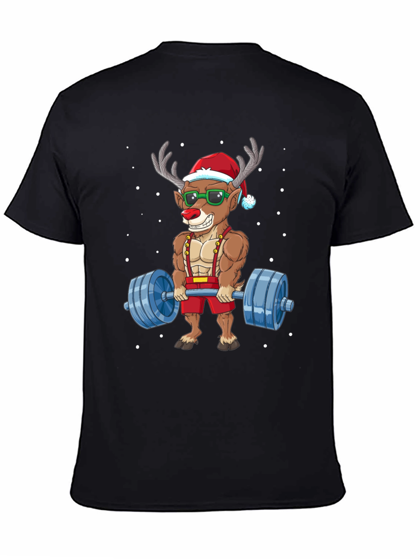 Reindeer Santa Lifting T-Shirt - Christmas Gym Humor