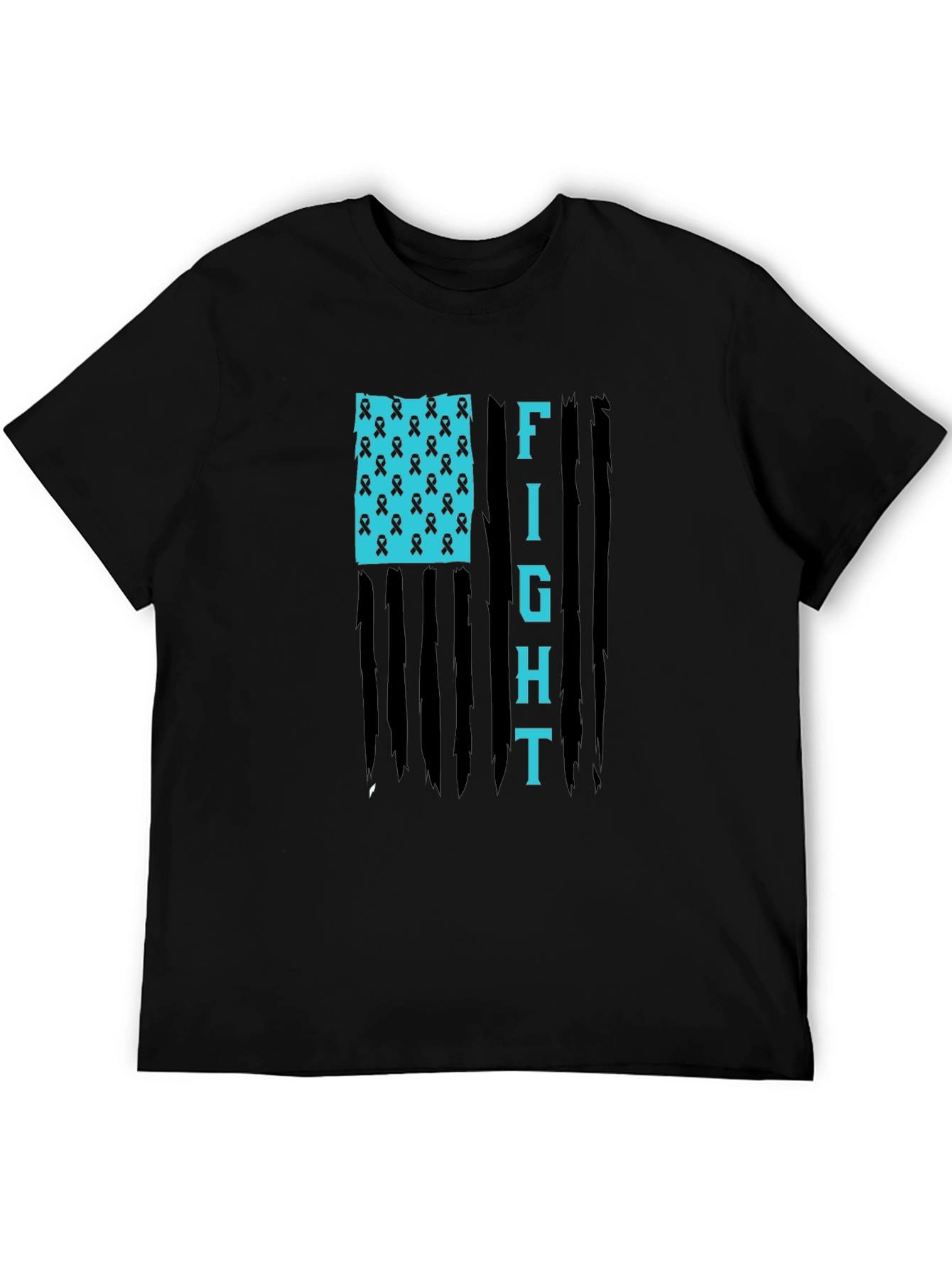 Fight American Flag Ribbon Graphic T-Shirt
