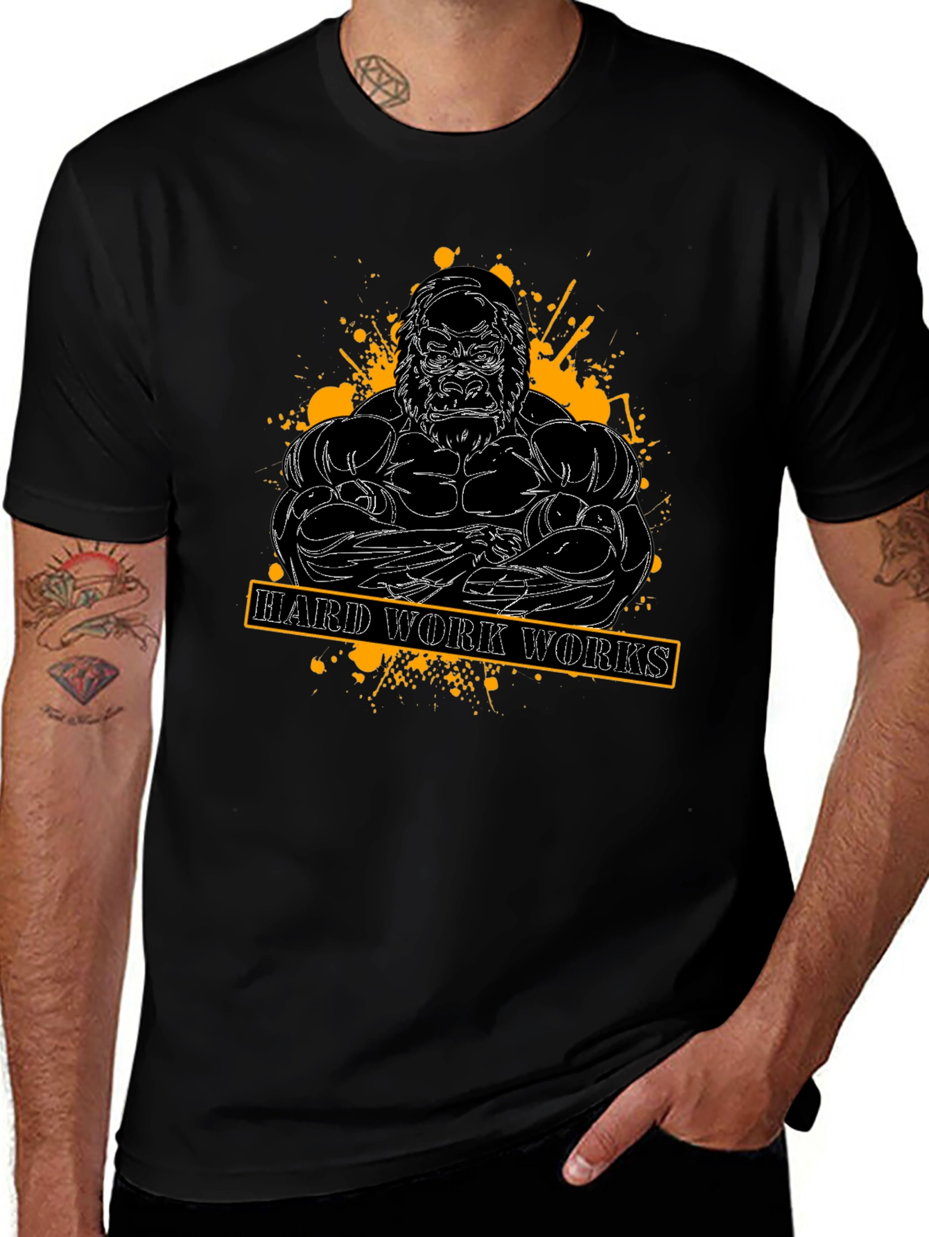 Hard Work Works Gorilla Graphic T-Shirt