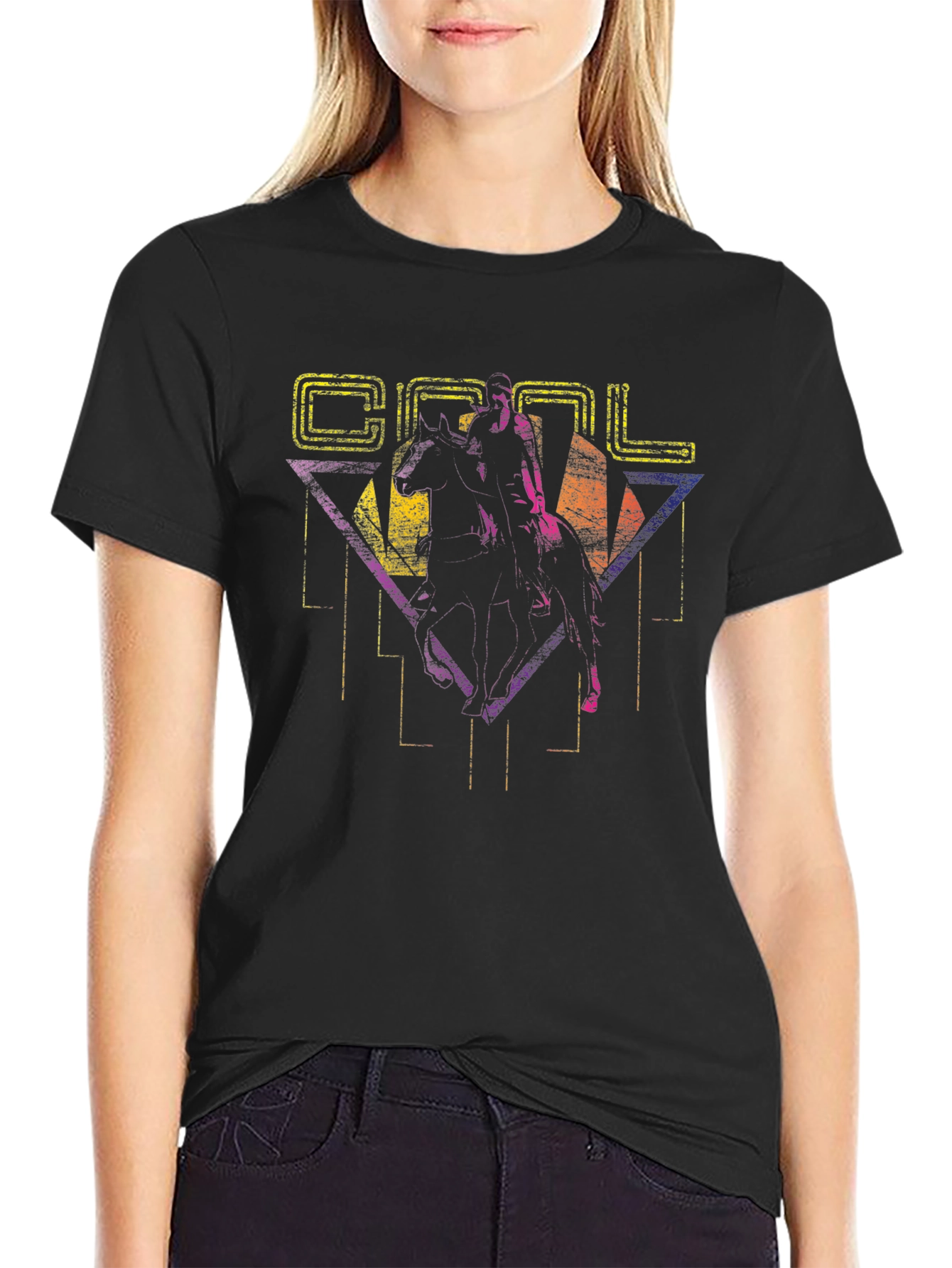 Retro Cool Horse Rider Graphic Tee
