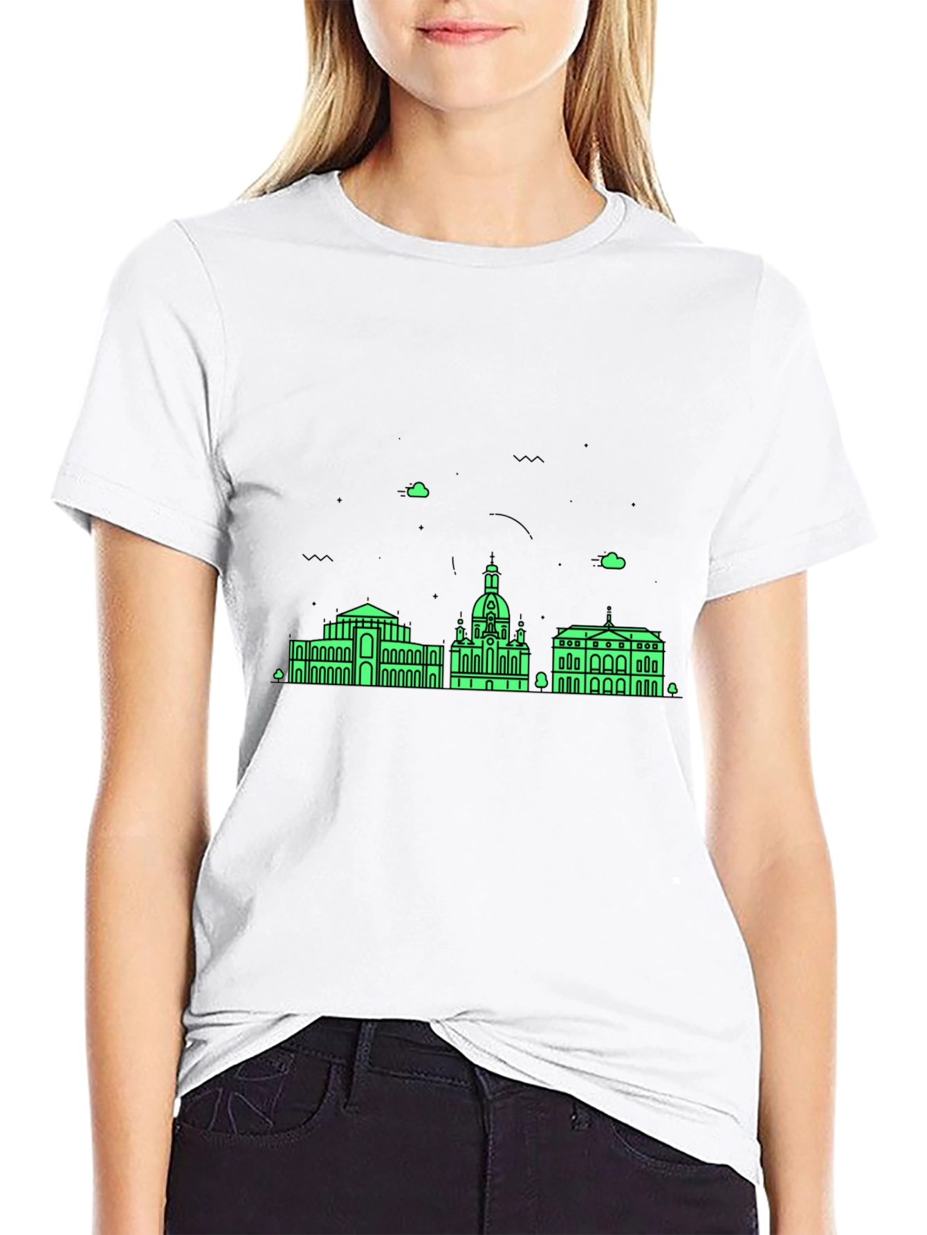 Dresden Skyline T-Shirt - Modern Minimalist Design