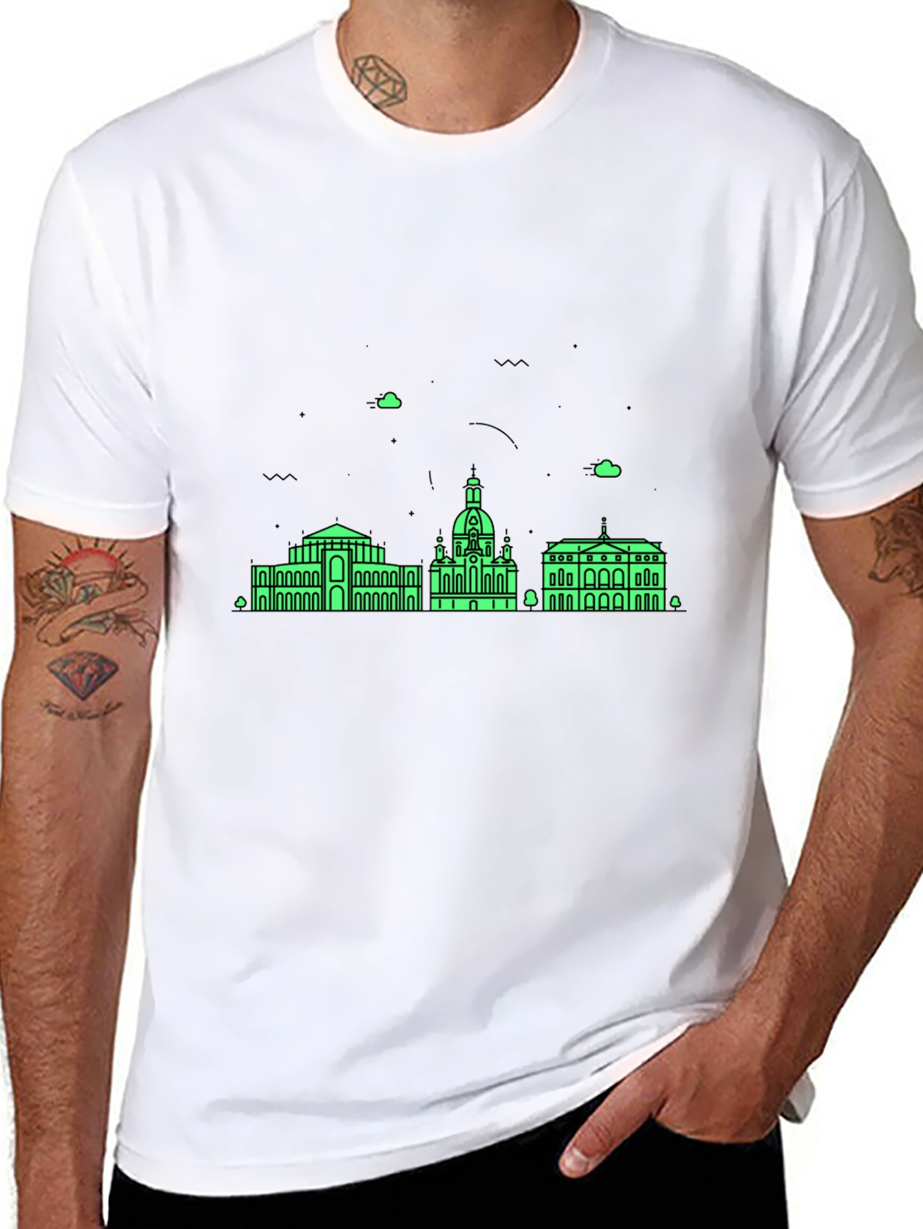 Dresden Skyline T-Shirt - Modern Minimalist Design