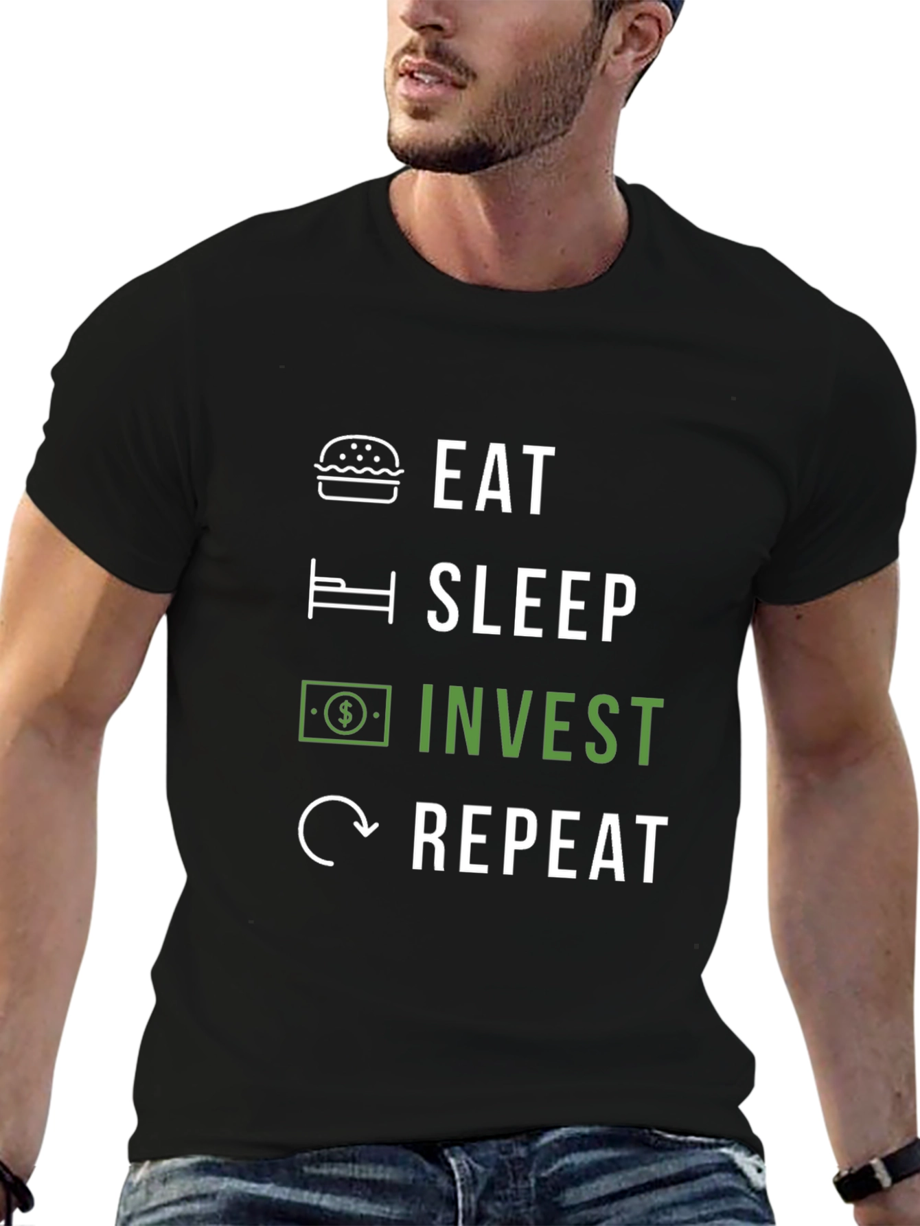 Eat Sleep Invest Repeat Graphic T-Shirt