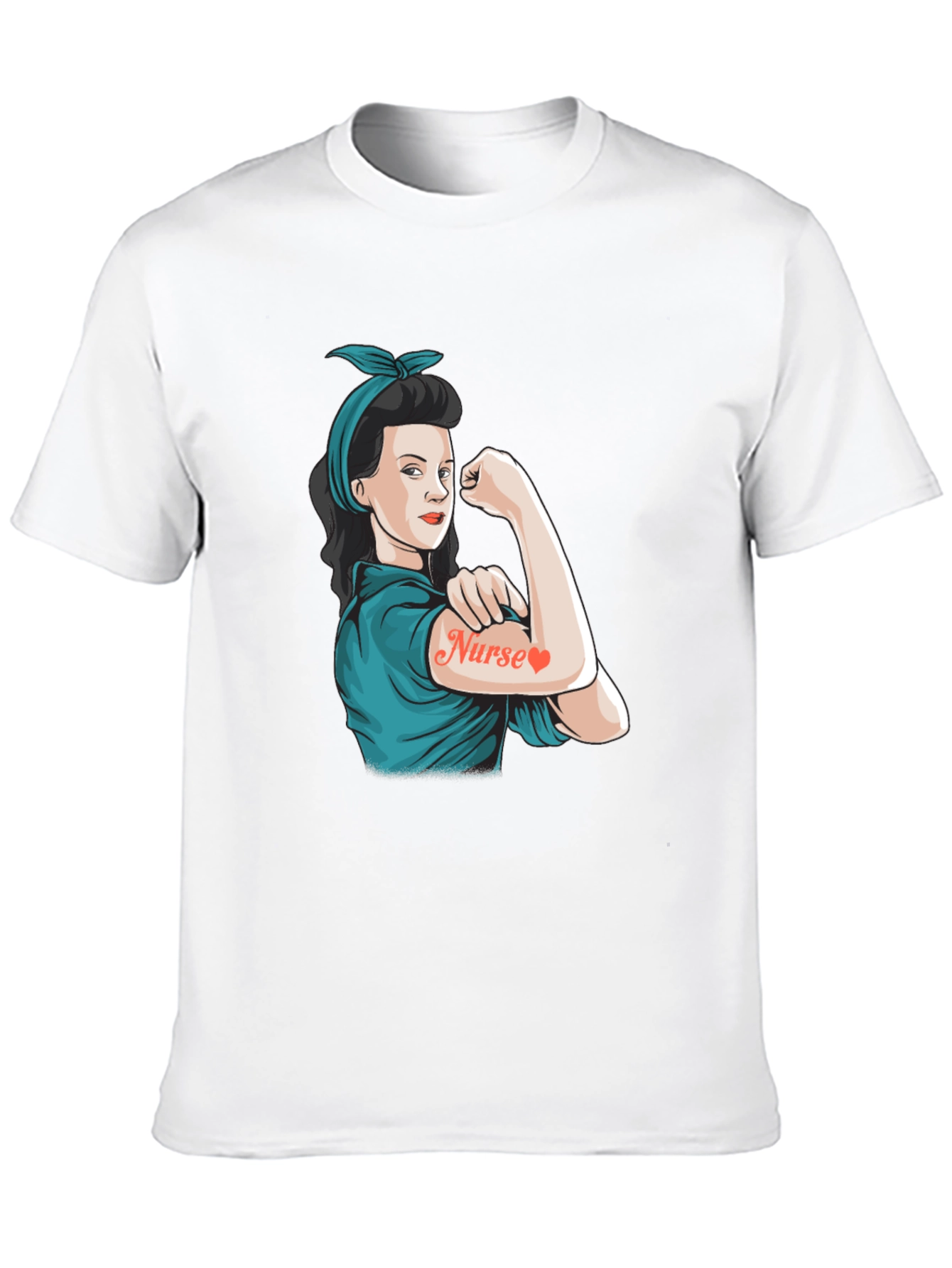 Retro Nurse Power T-Shirt - Black Cotton Blend