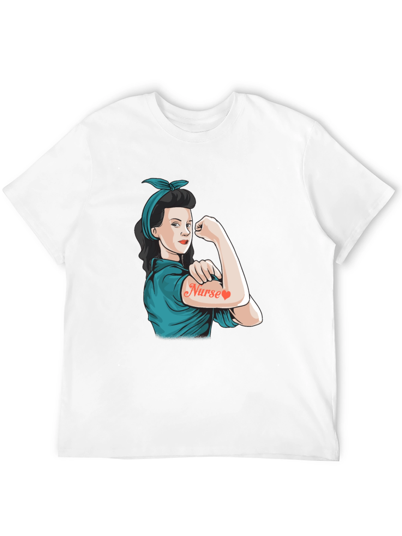 Retro Nurse Power T-Shirt - Black Cotton Blend