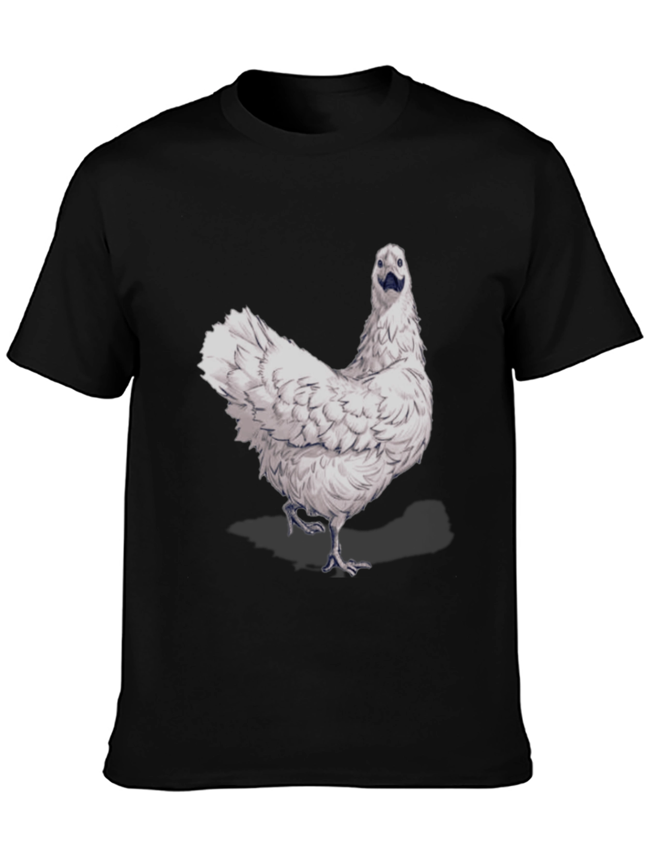 Funny Chicken Graphic Tee - Black Cotton T-Shirt