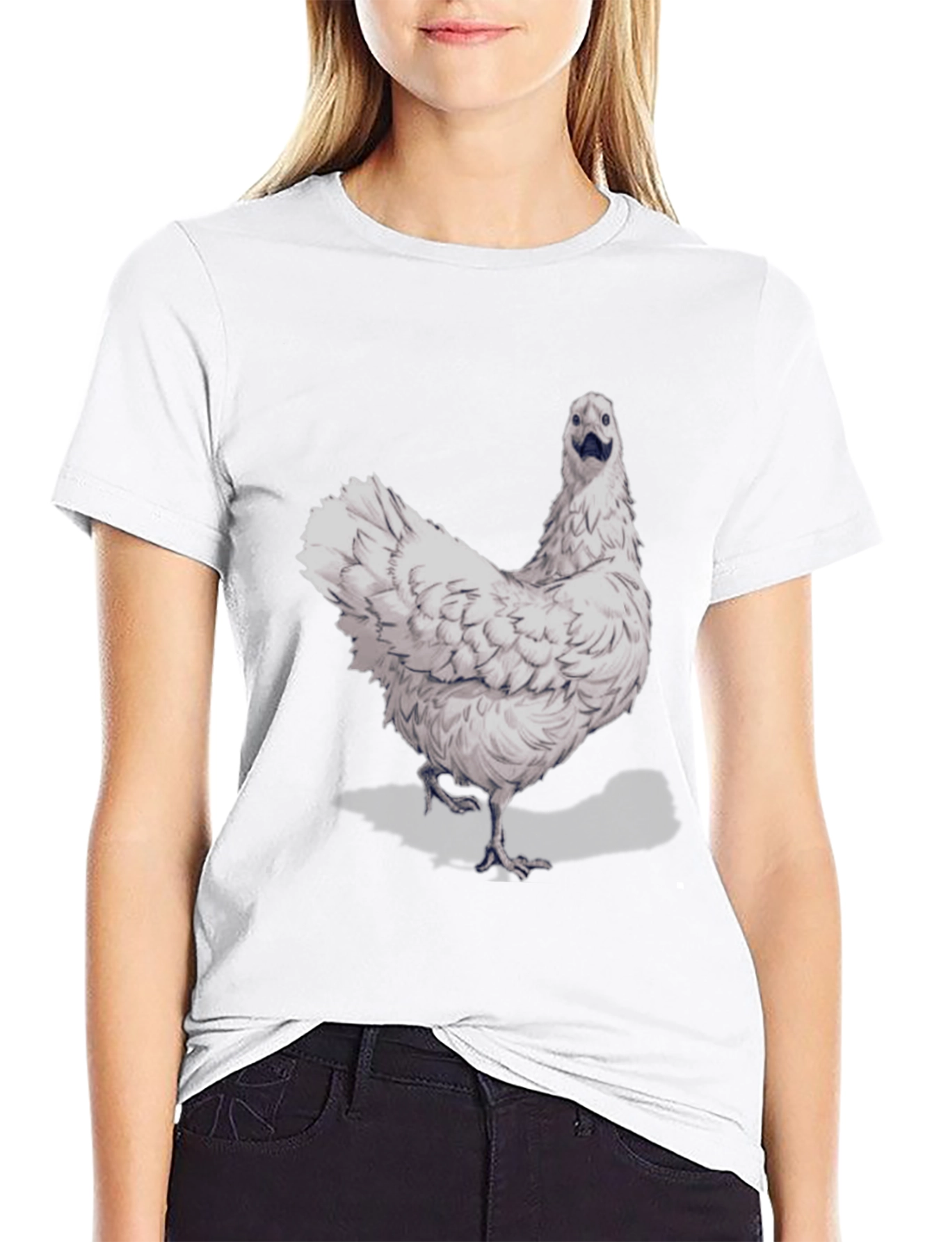 Funny Chicken Graphic Tee - Black Cotton T-Shirt