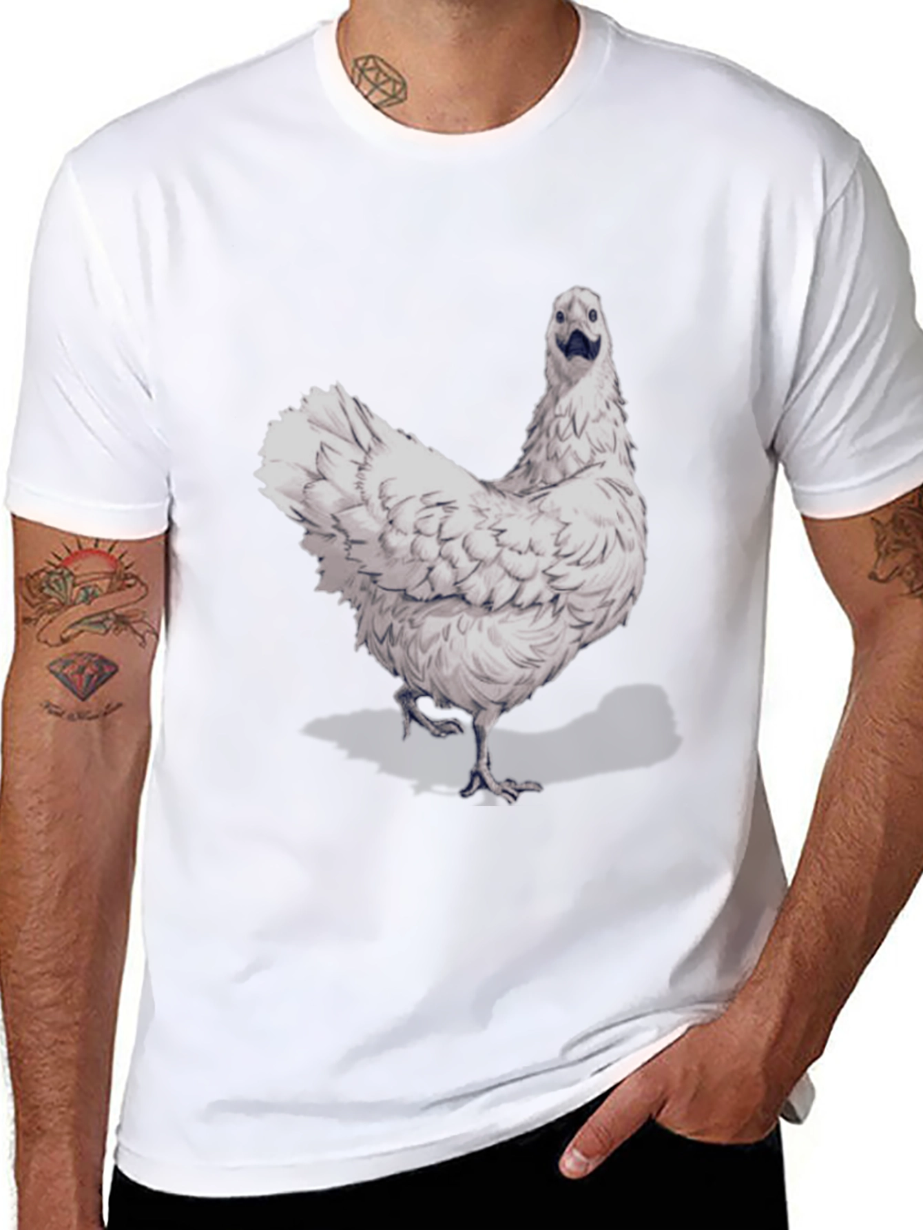 Funny Chicken Graphic Tee - Black Cotton T-Shirt