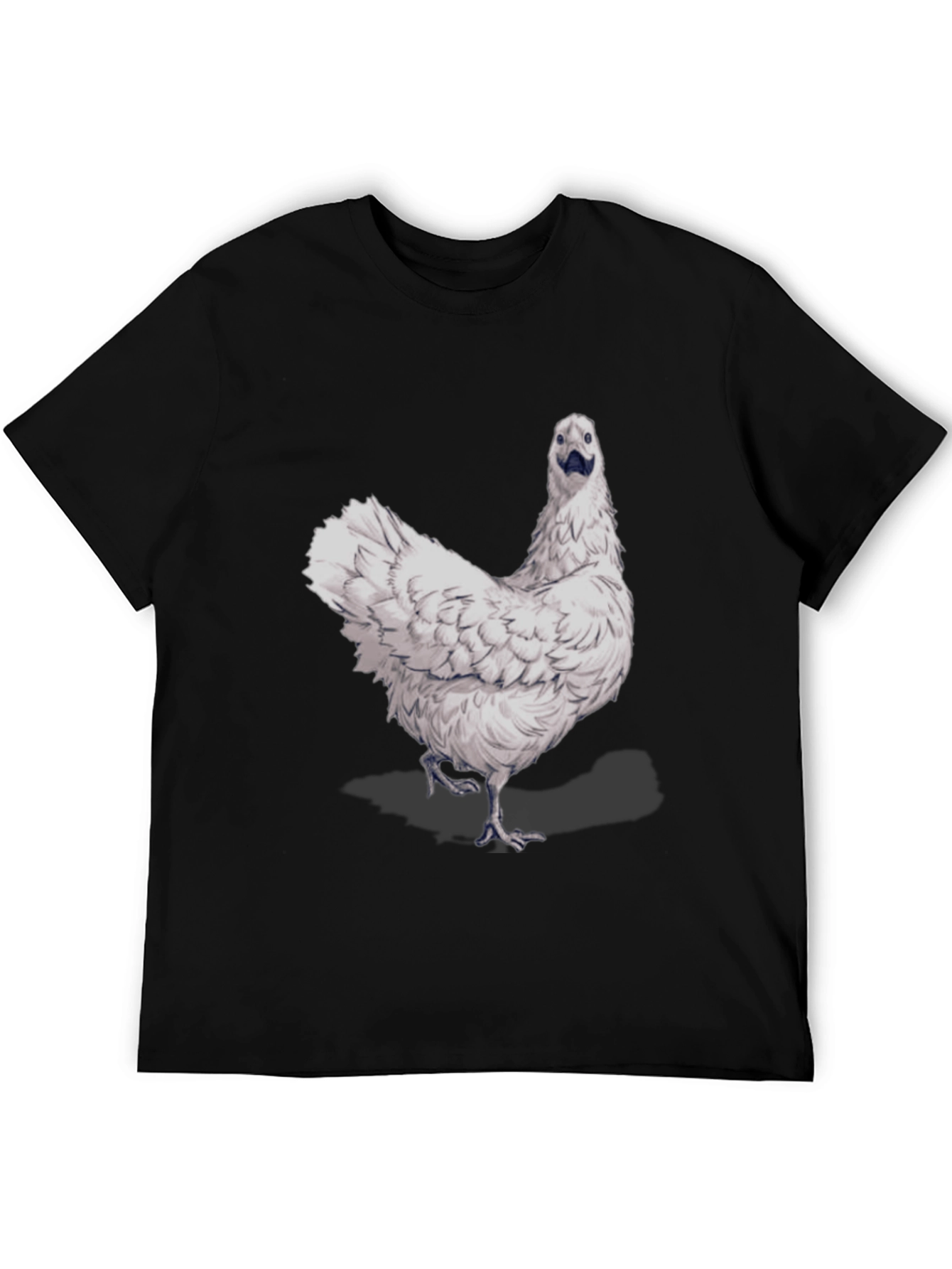 Funny Chicken Graphic Tee - Black Cotton T-Shirt