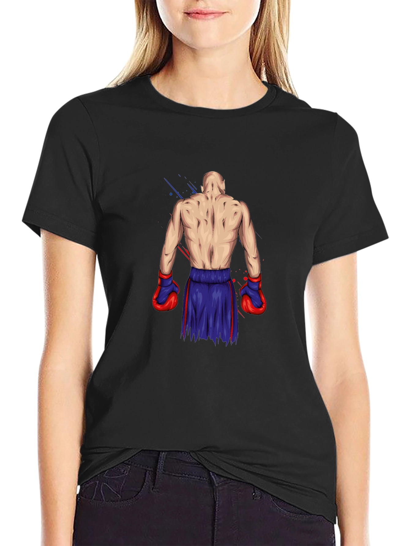 Boxer Graphic Tee - Black Cotton T-Shirt