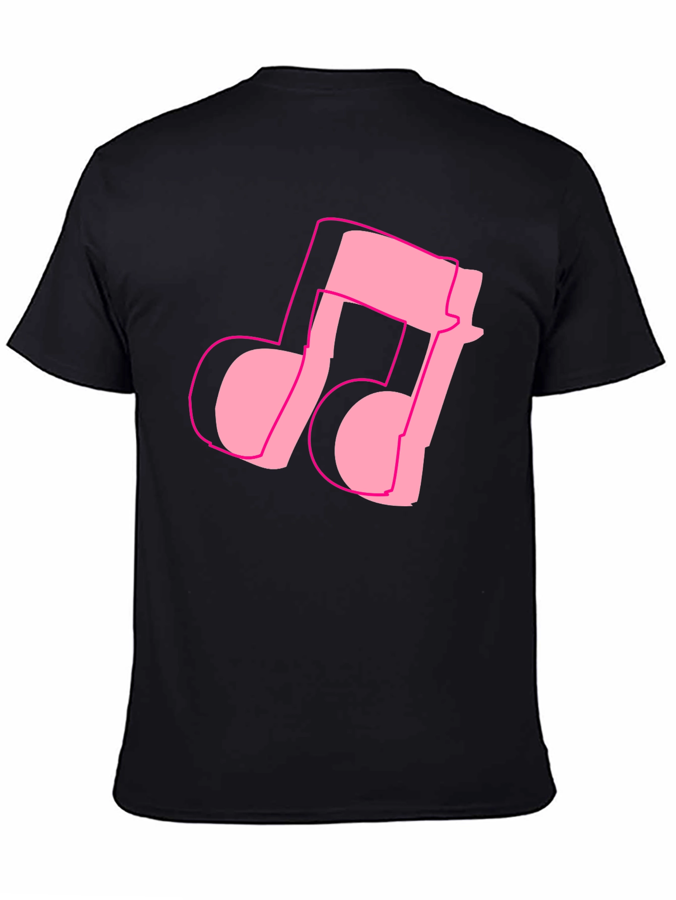 Pink Music Note Graphic Black T-Shirt