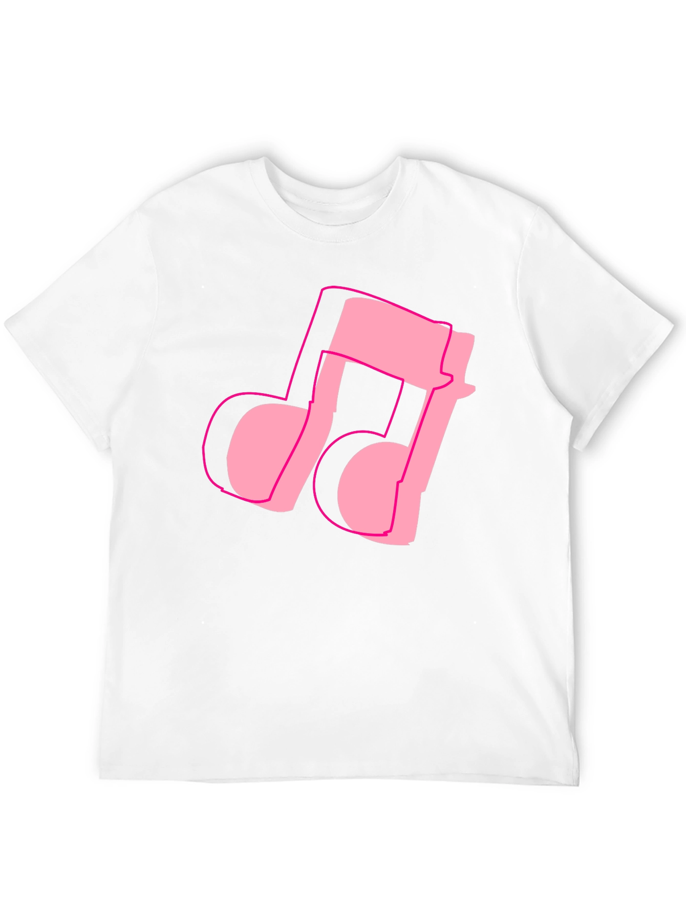 Pink Music Note Graphic Black T-Shirt
