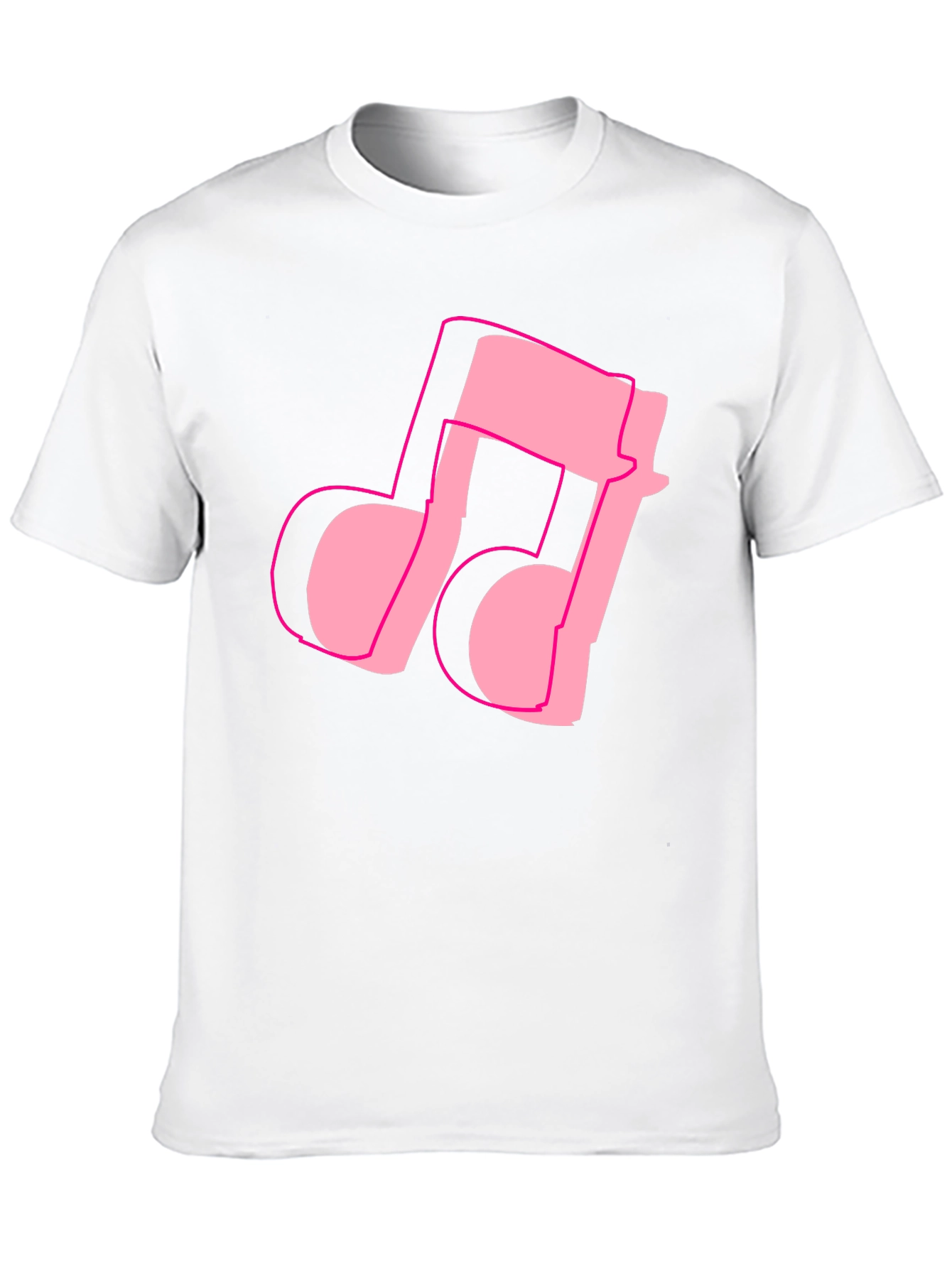 Pink Music Note Graphic Black T-Shirt