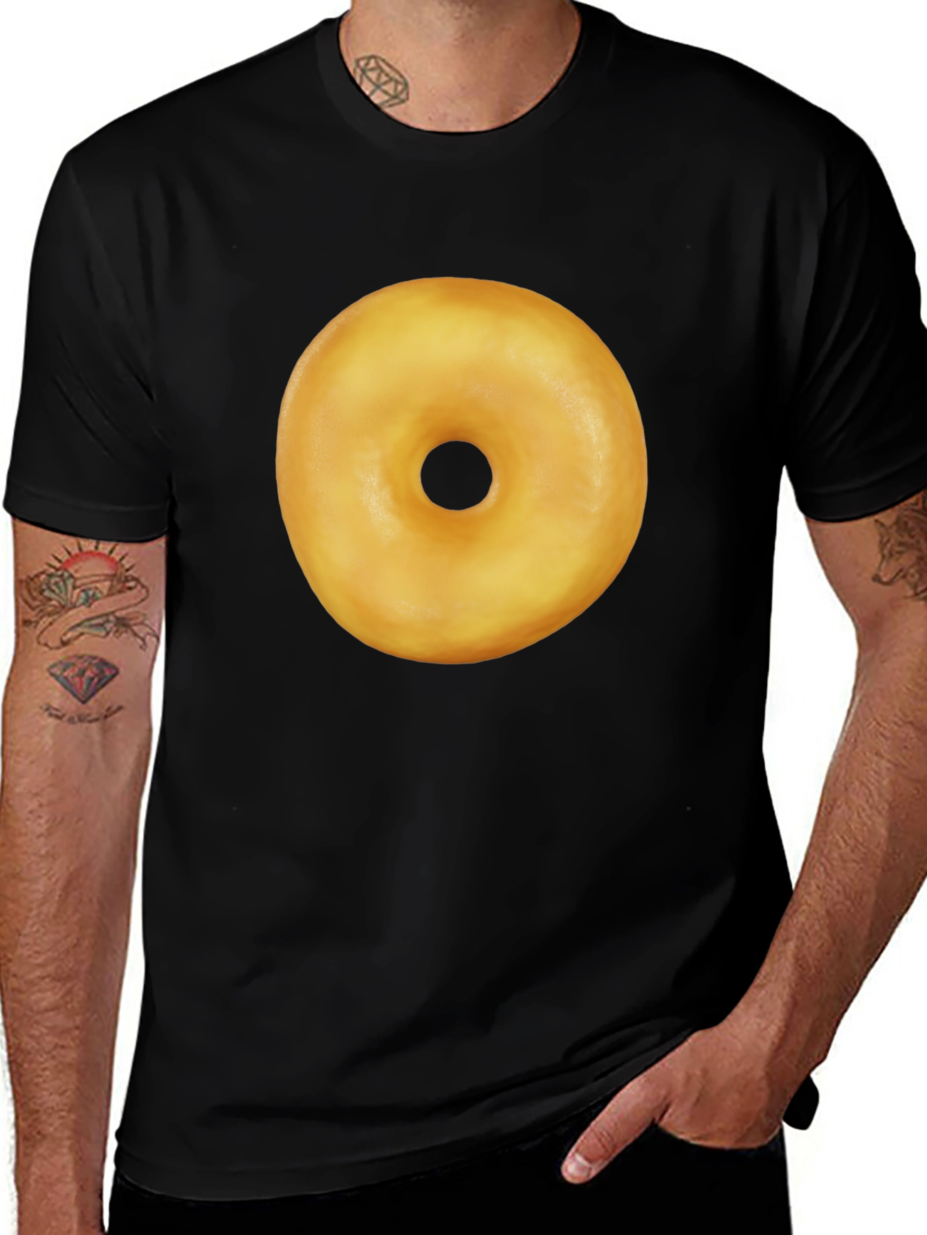 Donut Graphic Black T-Shirt Casual Wear