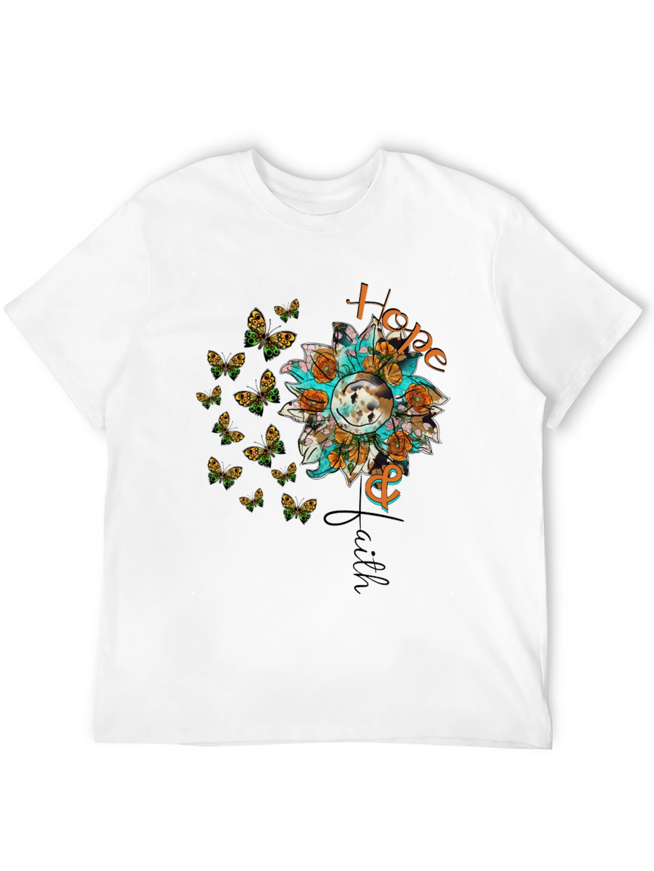 Hope and Faith Sunflower Butterfly Graphic T-Shirt