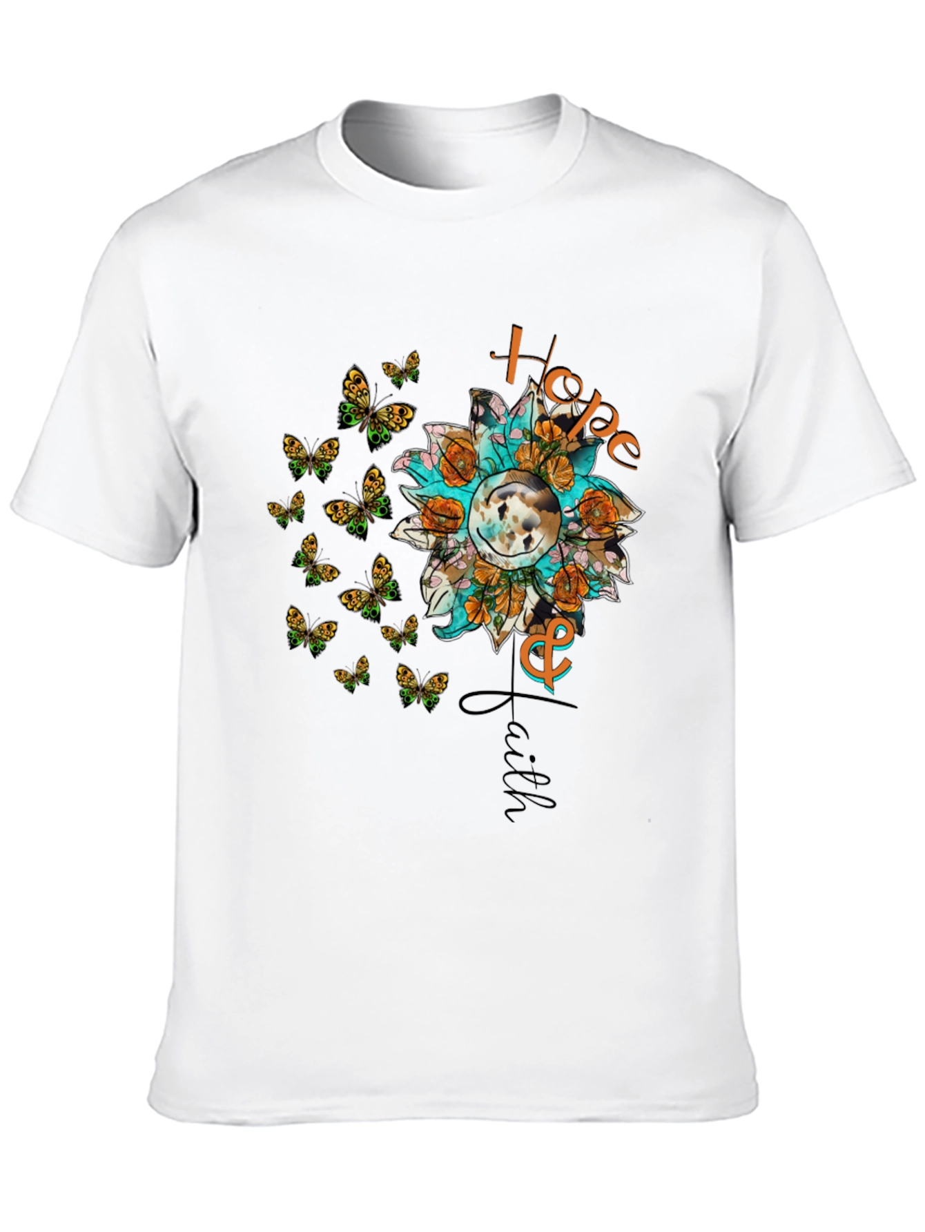 Hope and Faith Sunflower Butterfly Graphic T-Shirt